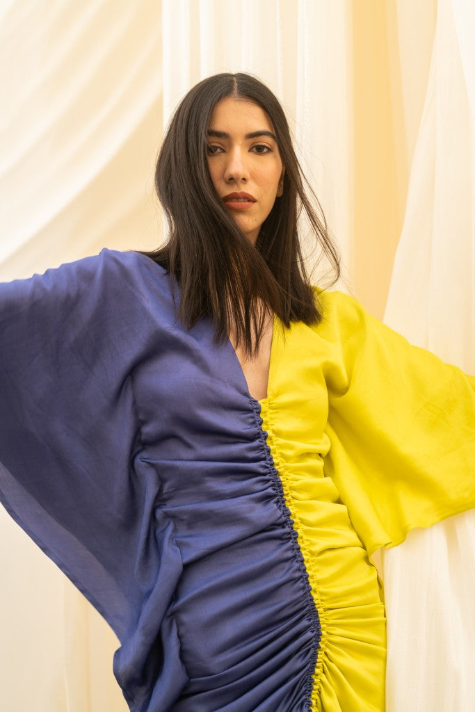Blue-Neon Kaftan Bodycon Dress