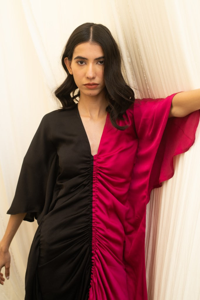Black-Wine Kaftan Bodycon Dress