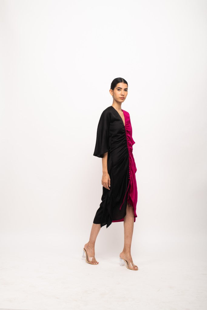 Black-Wine Kaftan Bodycon Dress