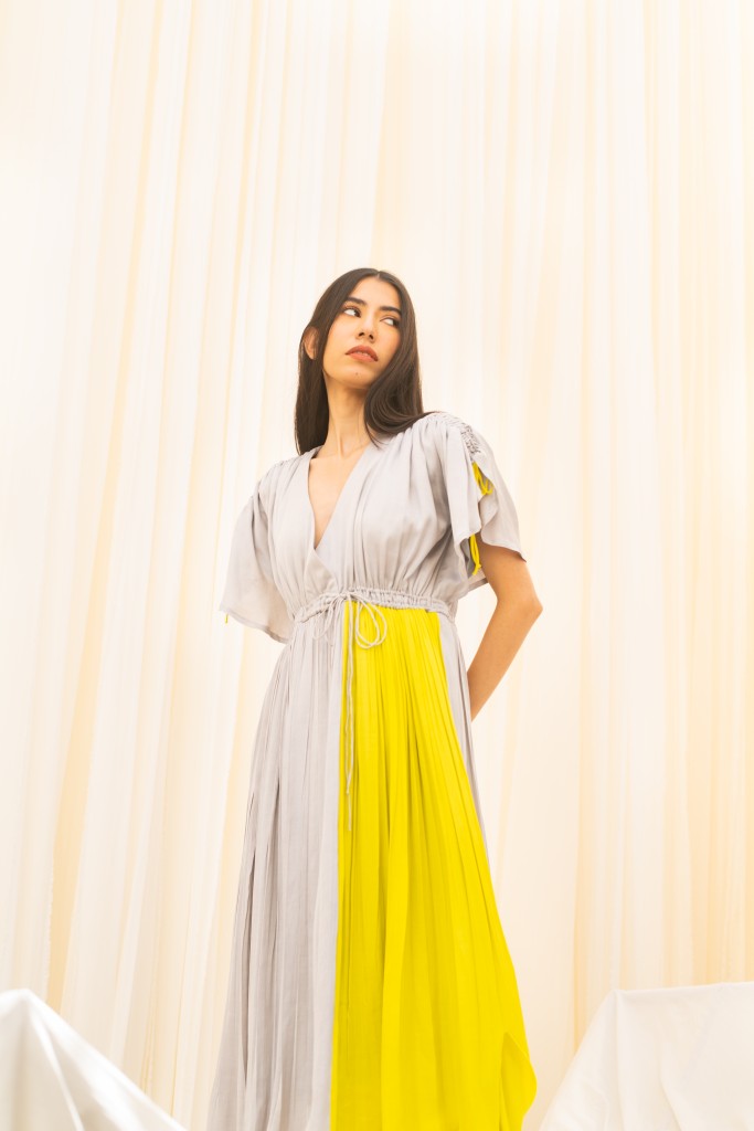 Grey-Neon Angrakha Dress