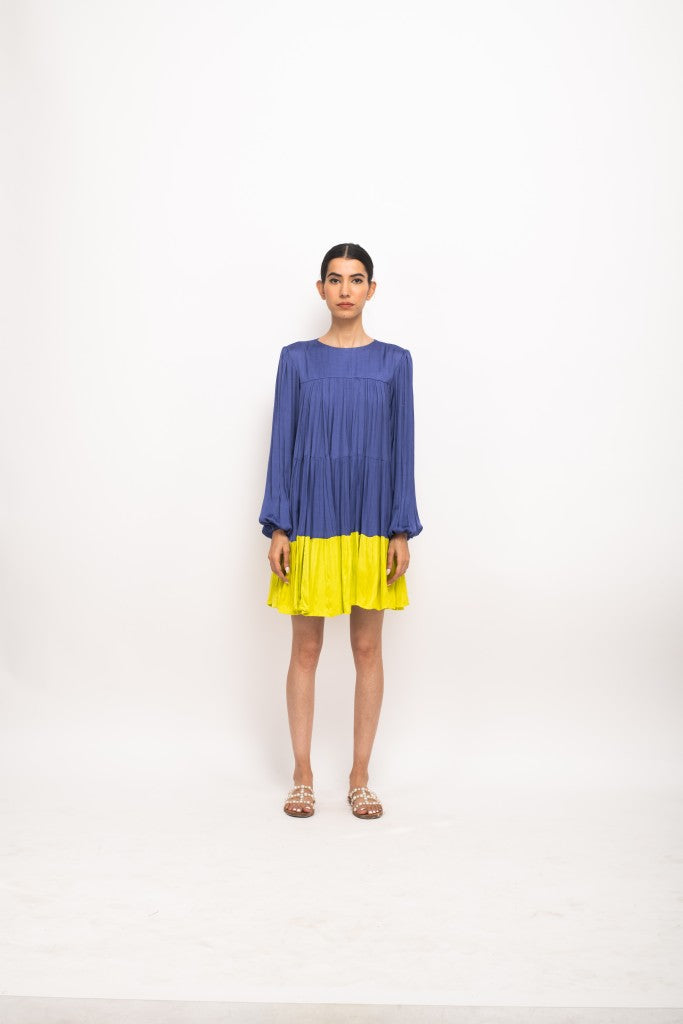 Blue Neon Gather Short Dress
