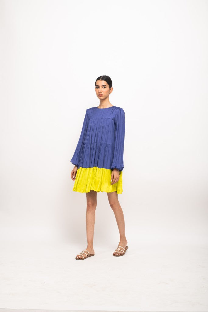 Blue Neon Gather Short Dress