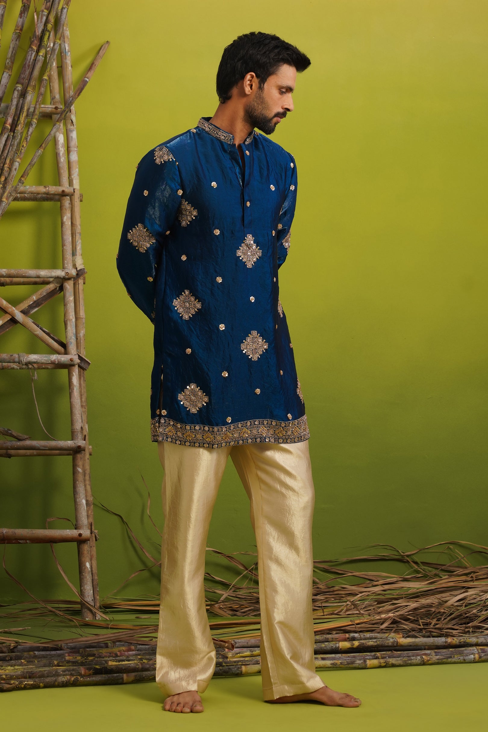 FIZA ROYAL BLUE SHORT KURTA SET