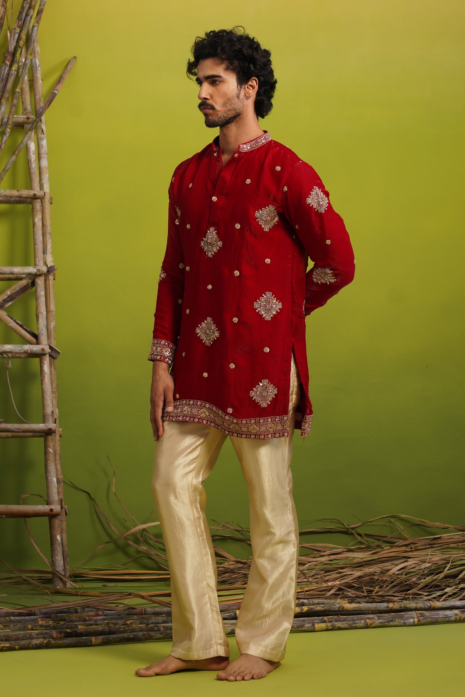 FIZA RED SHORT KURTA SET