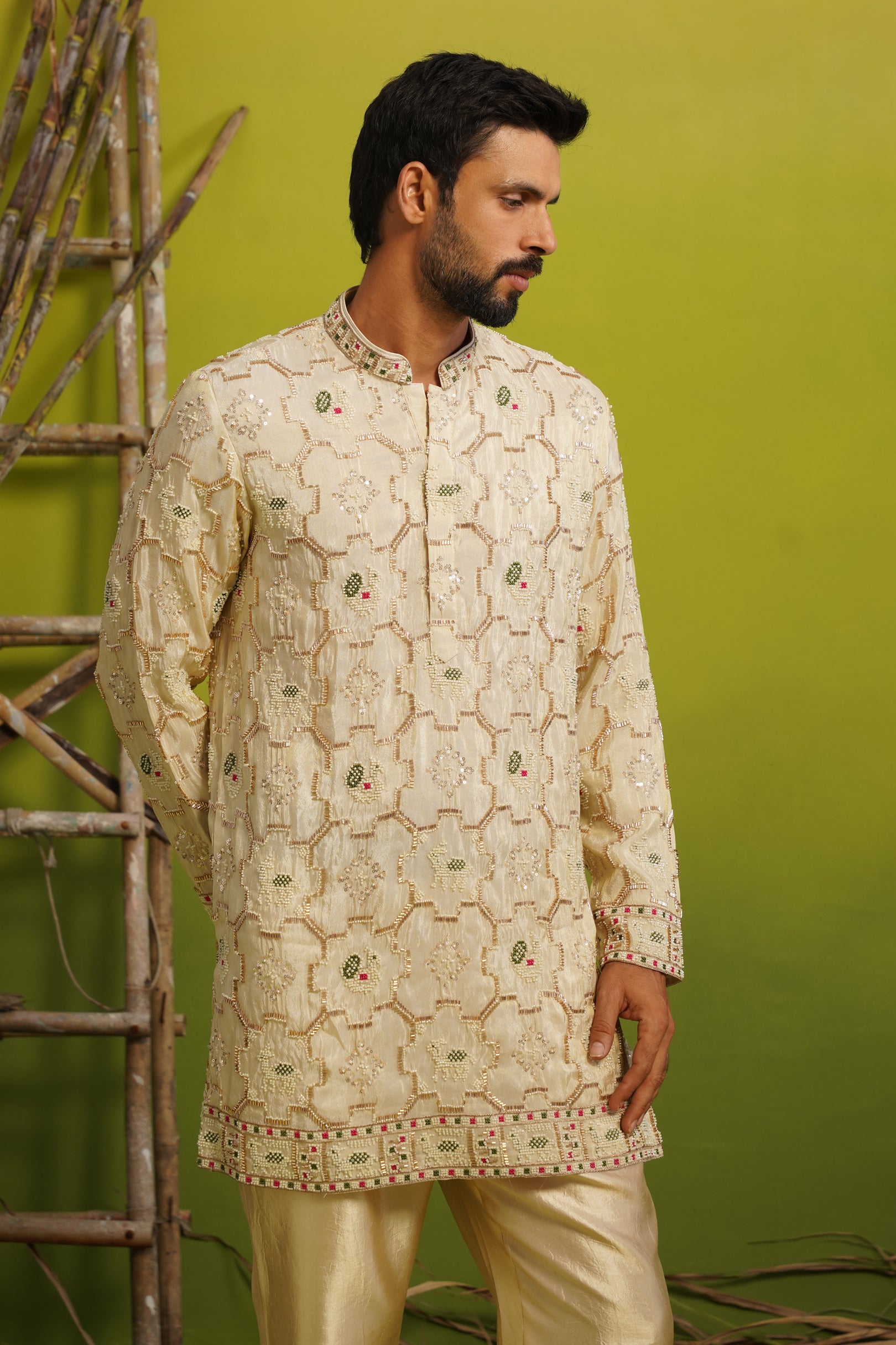 AARSH GOLDEN SHORT KURTA SET