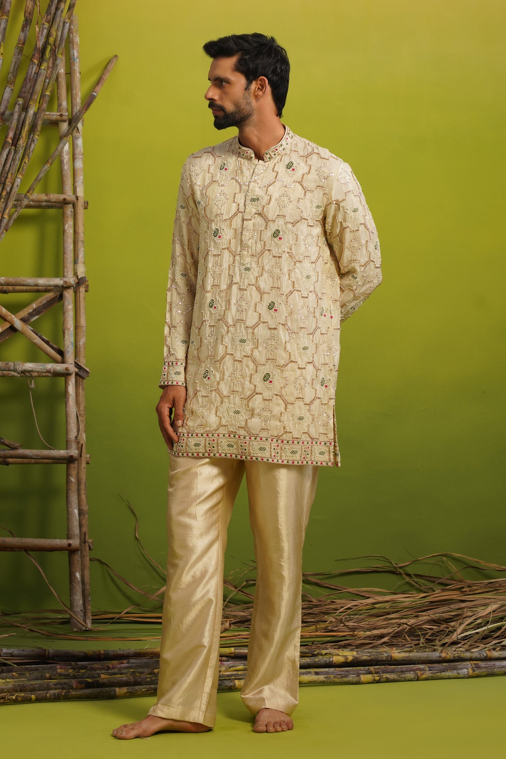 AARSH GOLDEN SHORT KURTA SET
