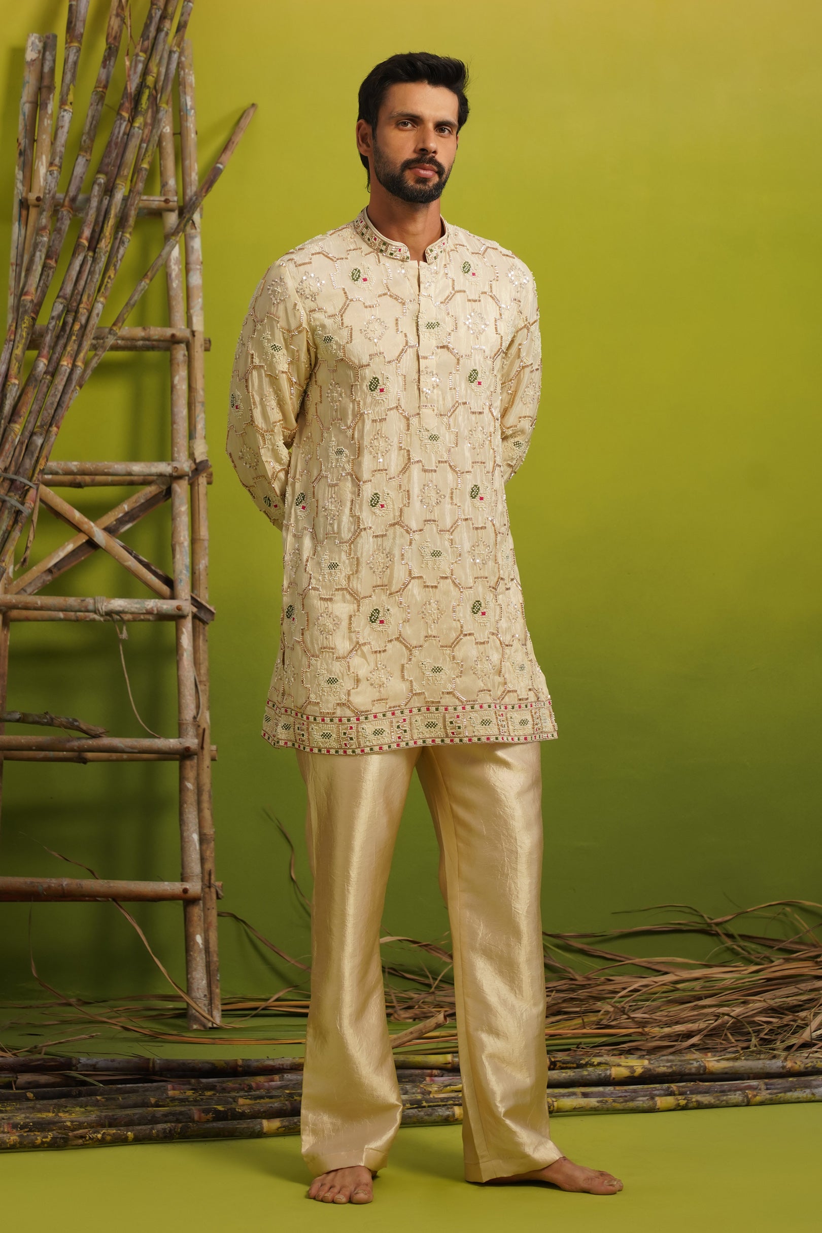 AARSH GOLDEN SHORT KURTA SET