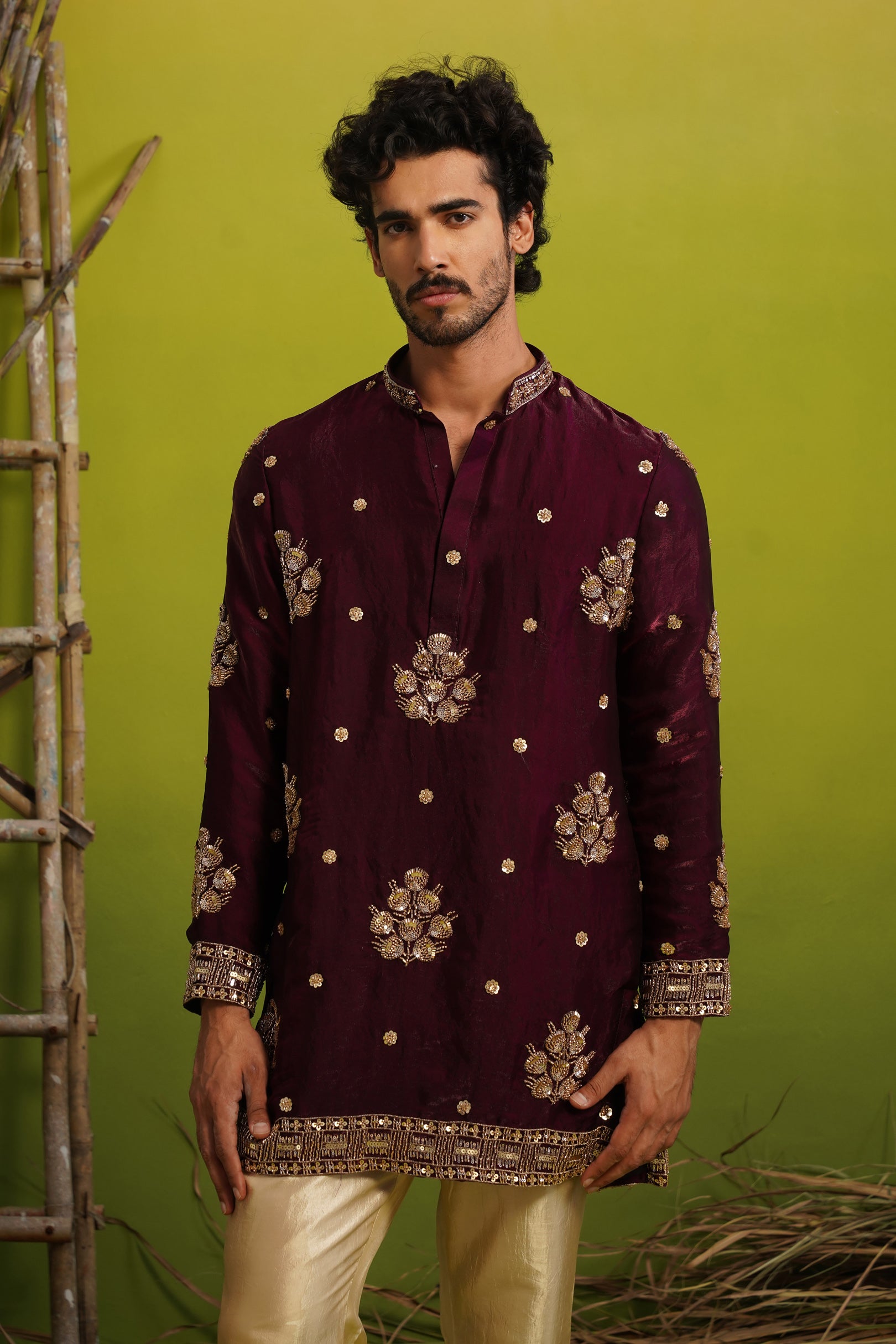 TAJ PURPLE SHORT KURTA SET