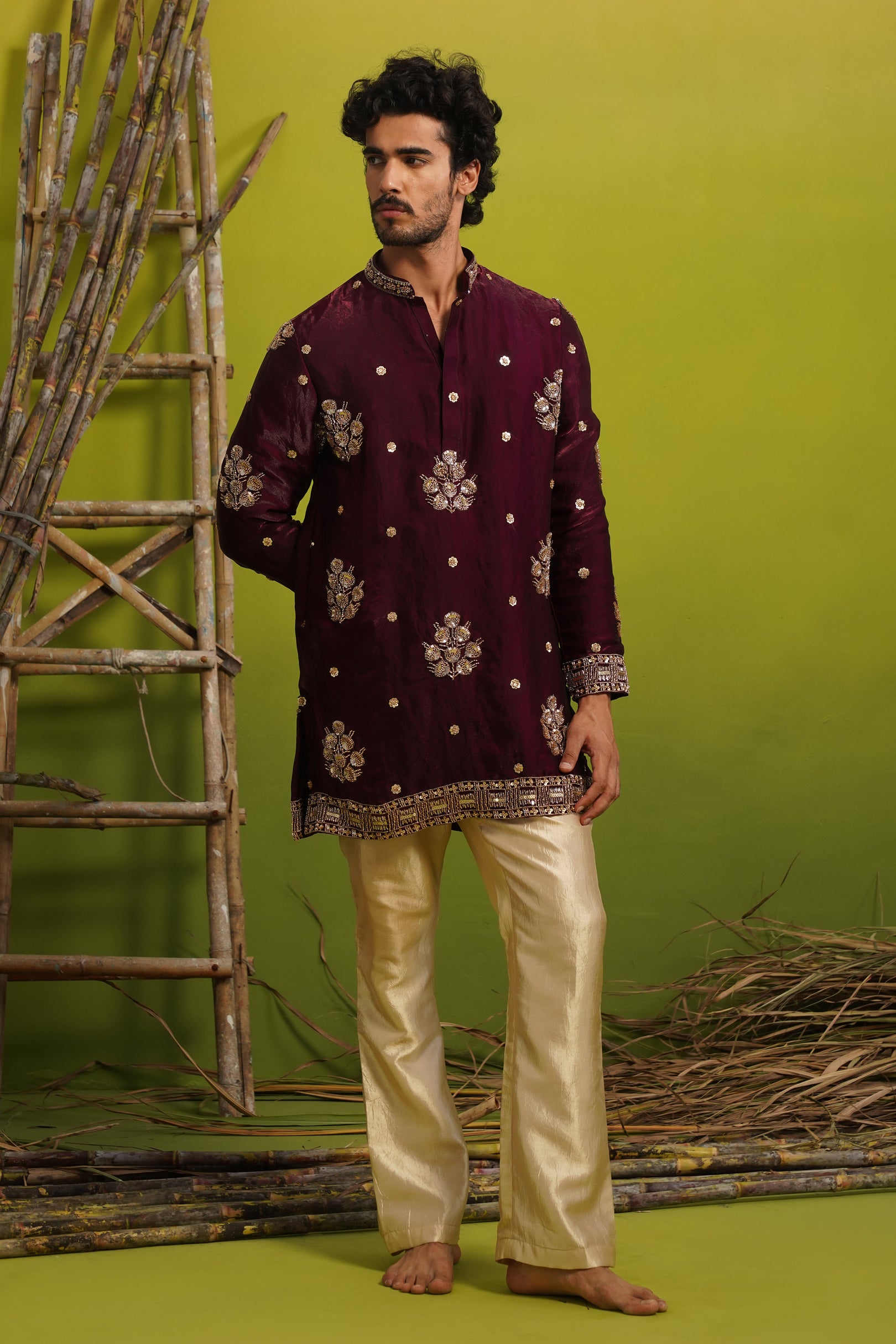 TAJ PURPLE SHORT KURTA SET