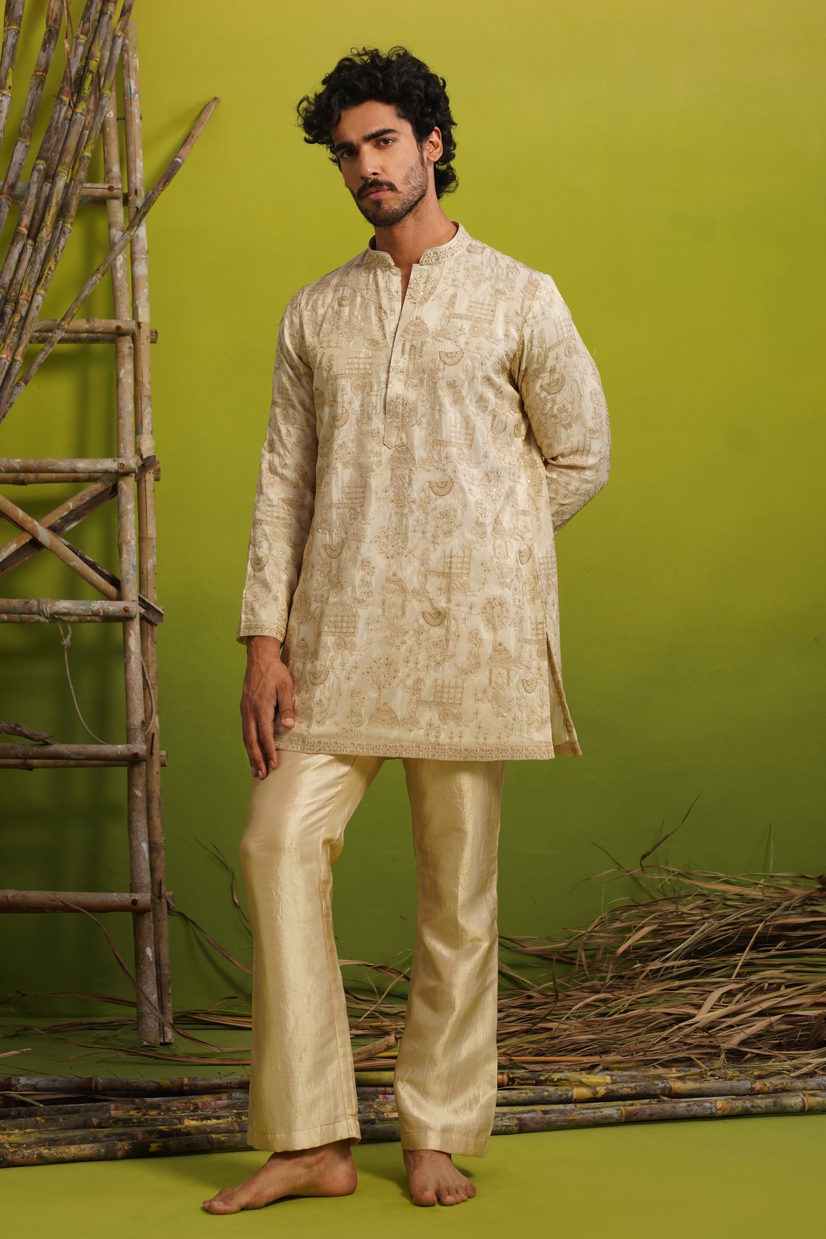 DEVAY GOLDEN SHORT KURTA SET