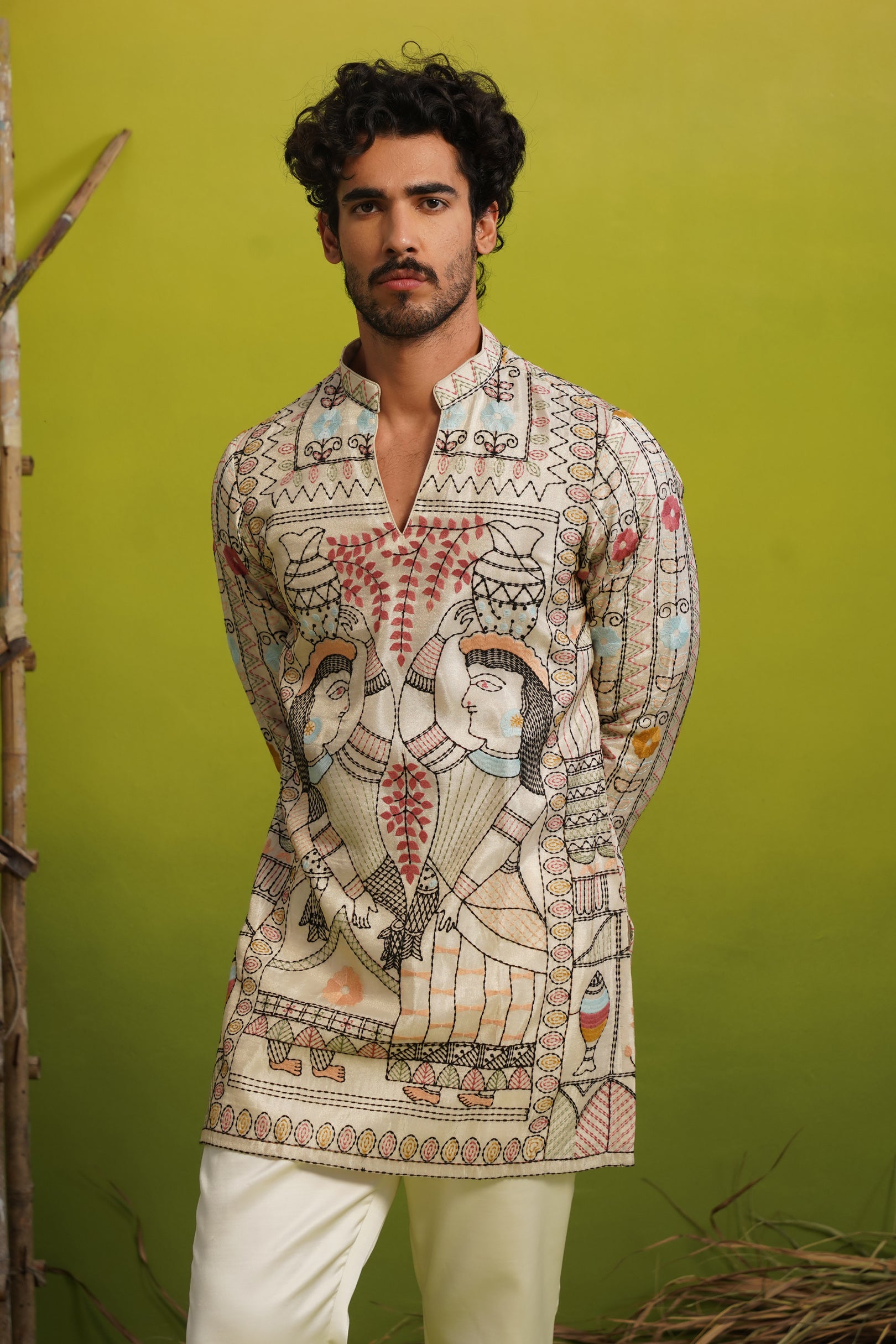 MADHUBAN IVORY SHORT KURTA SET