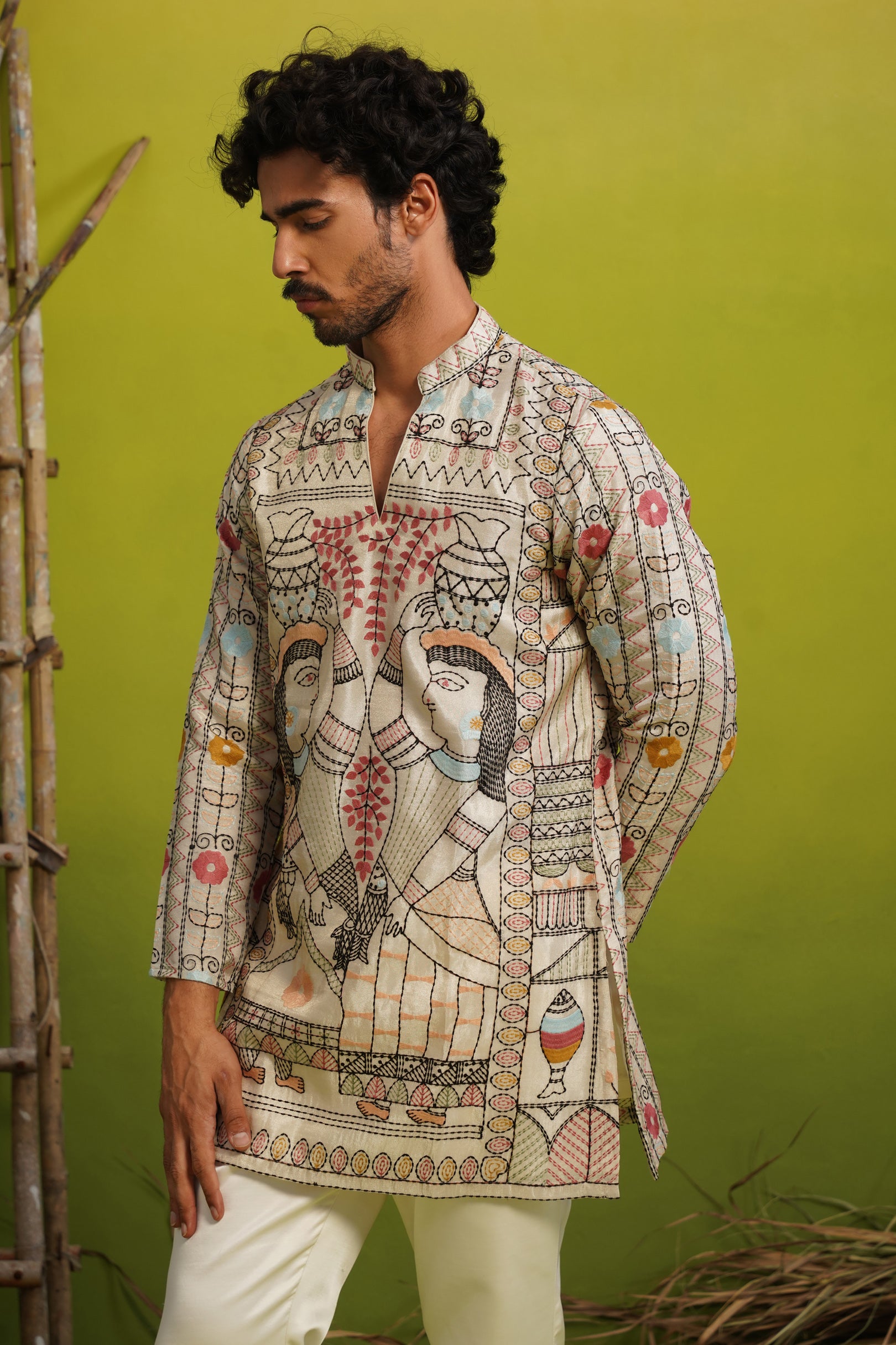MADHUBAN IVORY SHORT KURTA SET