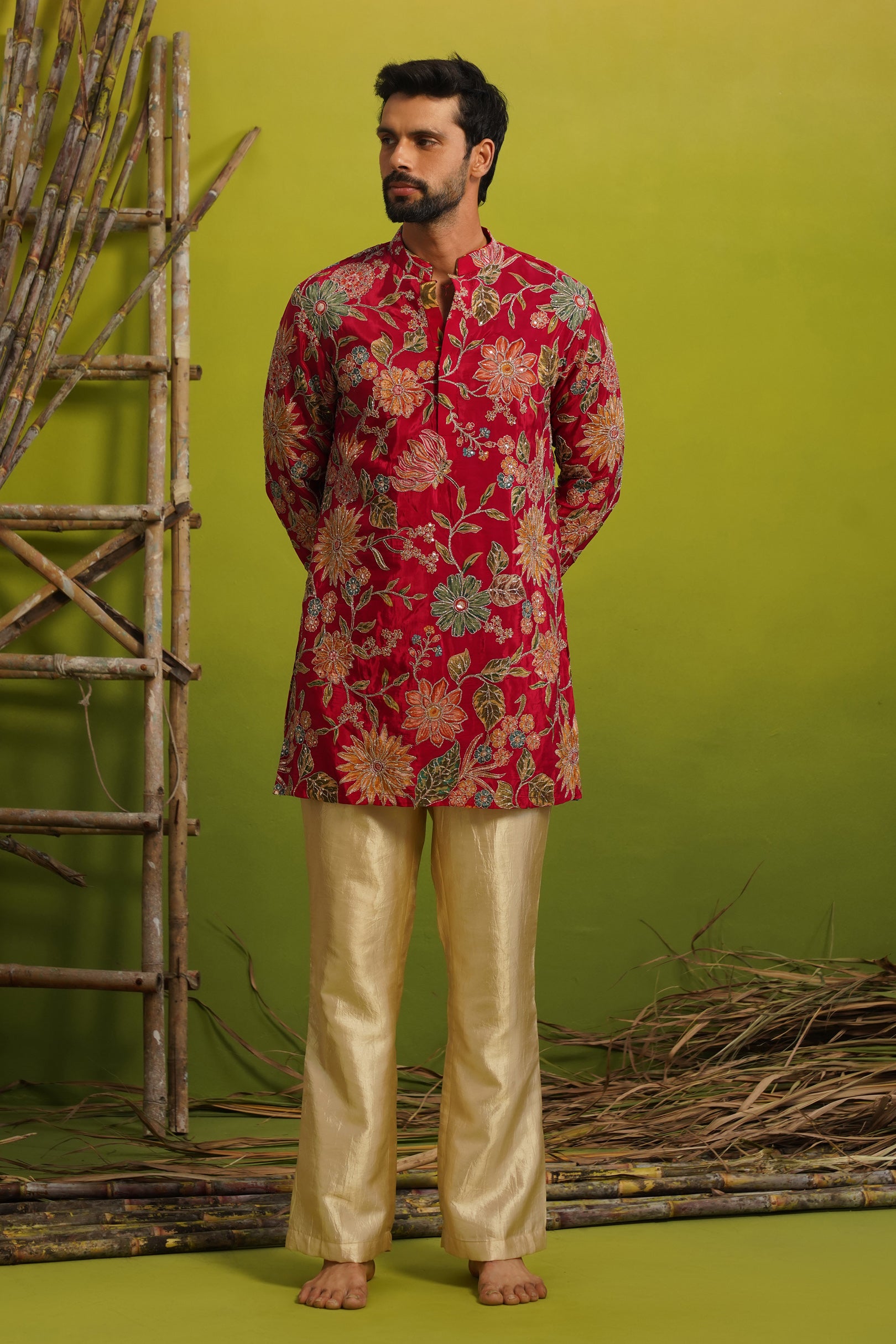 SAHAR HOT PINK SHORT  KURTA SET
