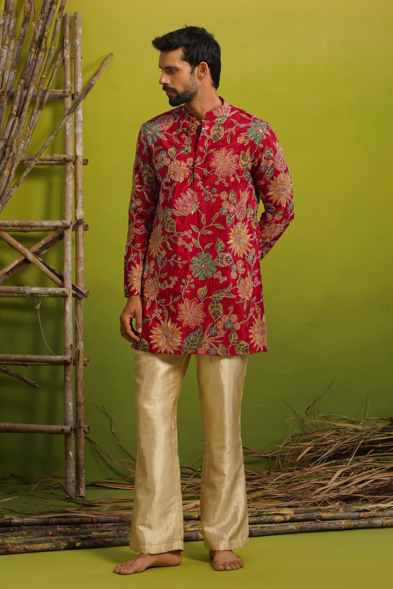 SAHAR HOT PINK SHORT  KURTA SET
