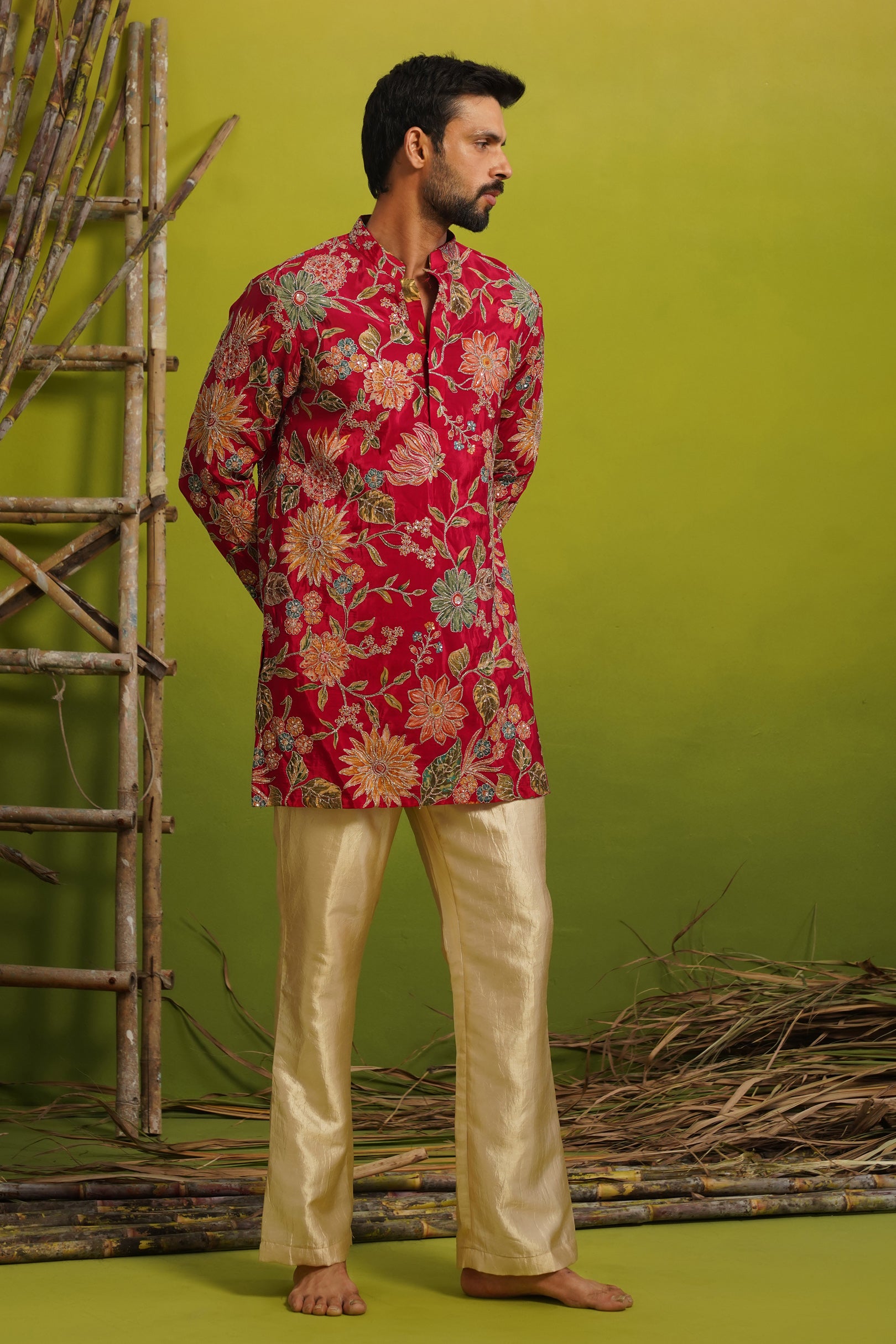 SAHAR HOT PINK SHORT  KURTA SET