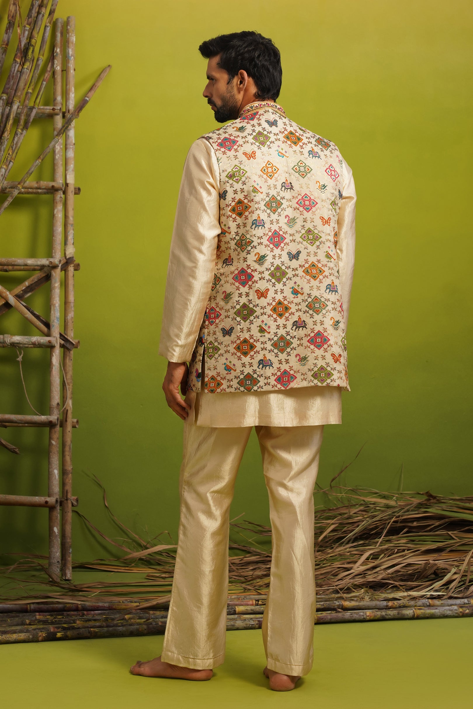 RION GOLDEN SHORT KURTA JACKET SET