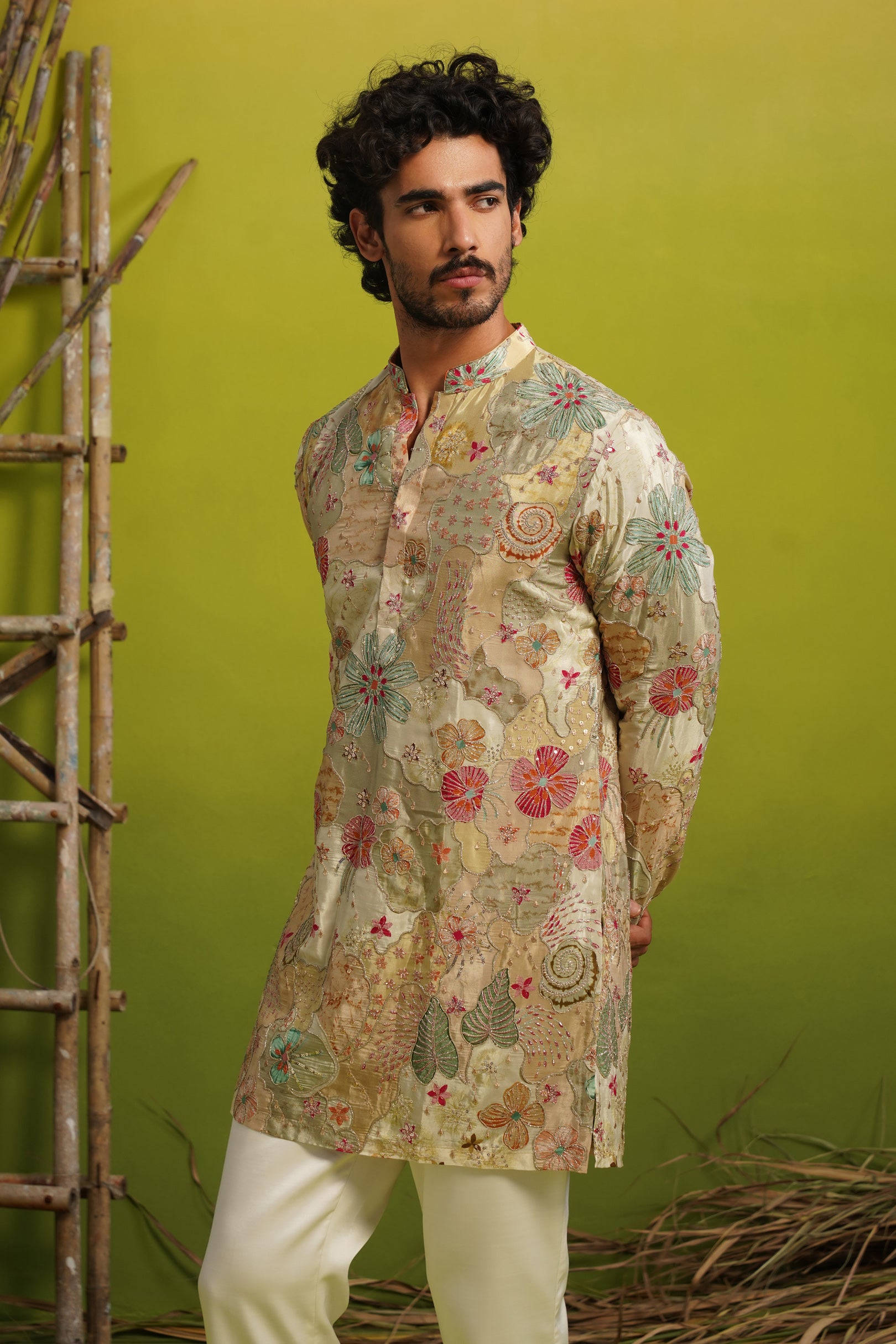 ZORAIN LIGHT MEHENDI SHORT KURTA SET