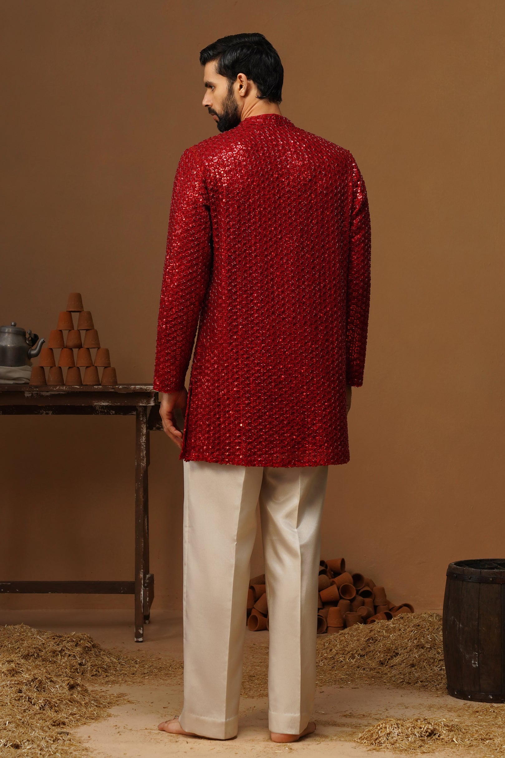 VED RED SHORT KURTA SET