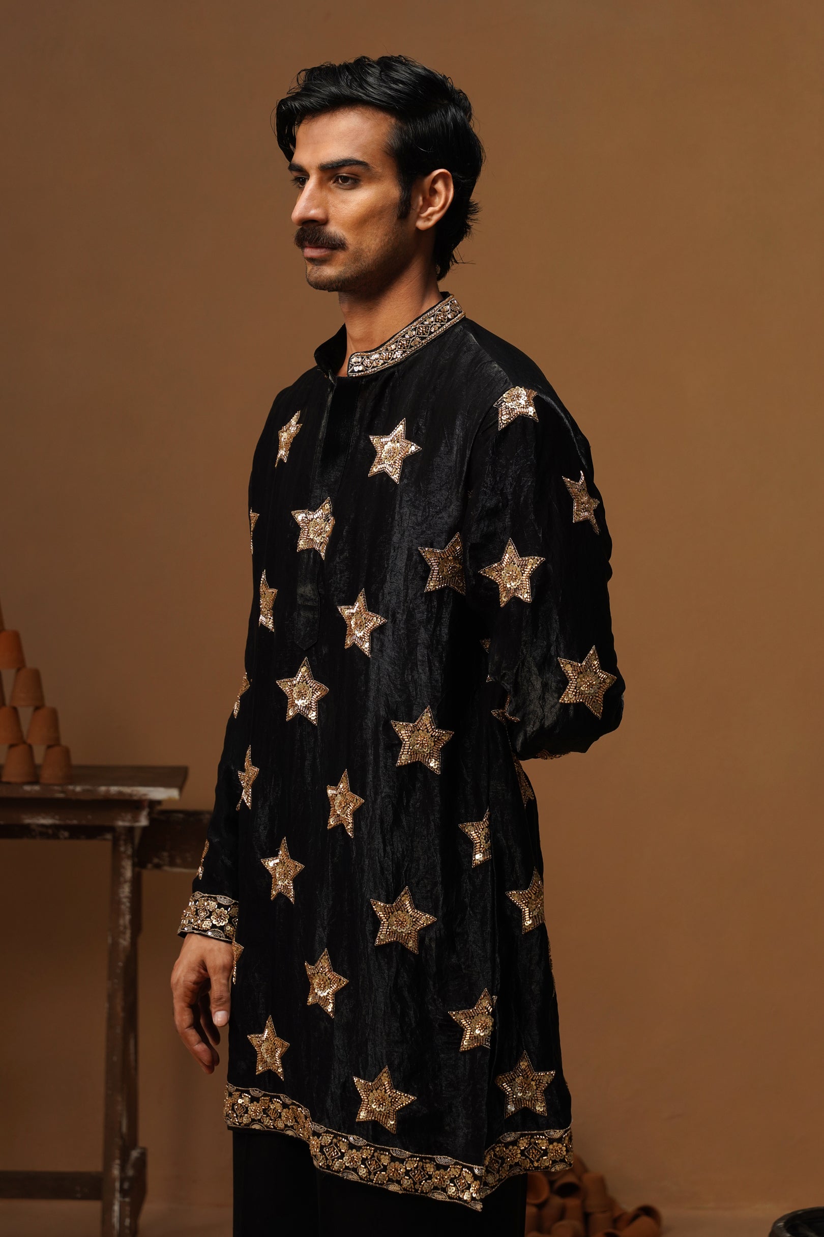 STAR BLACK  SHORT KURTA SET