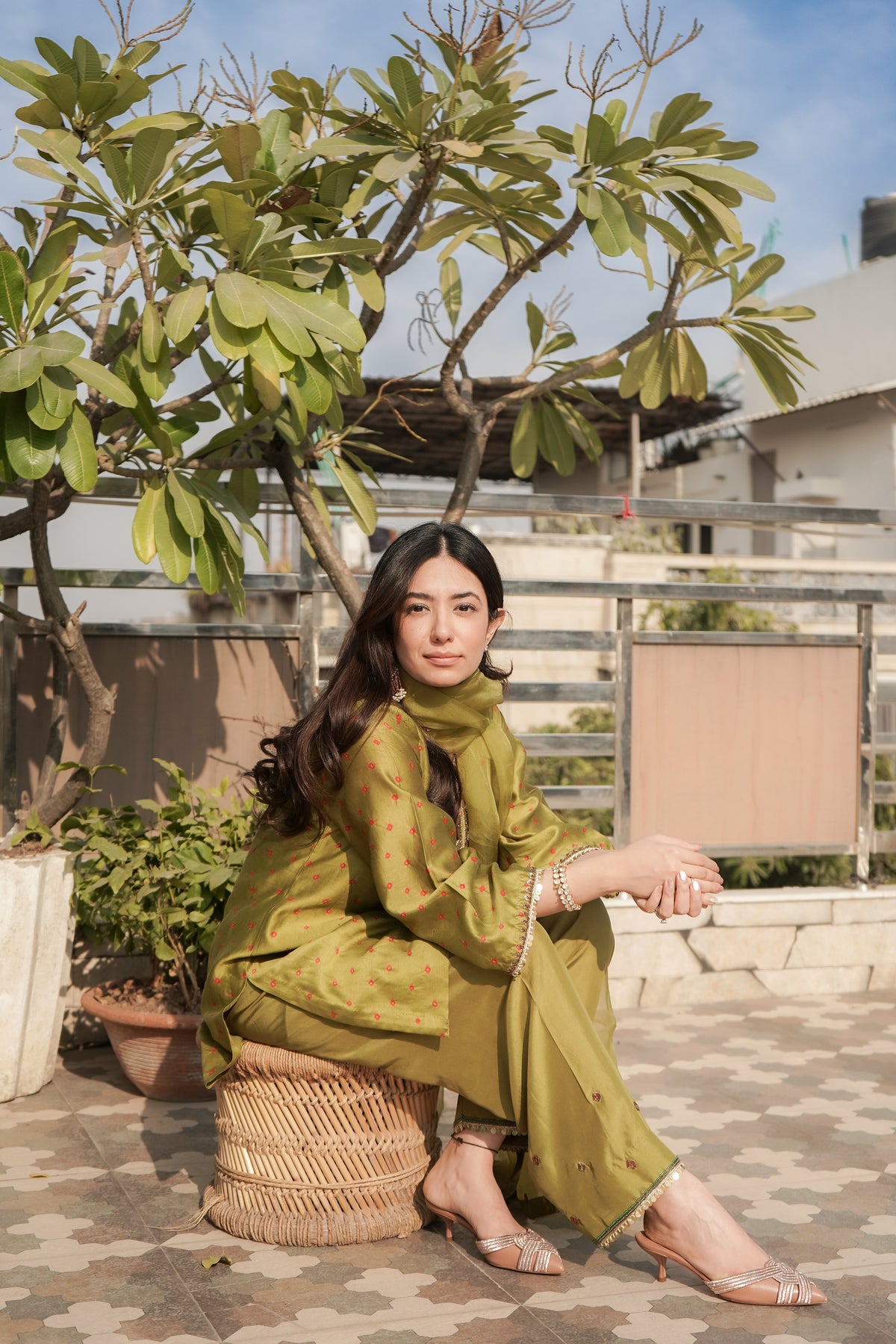 Mehndi Green Bandhani Set