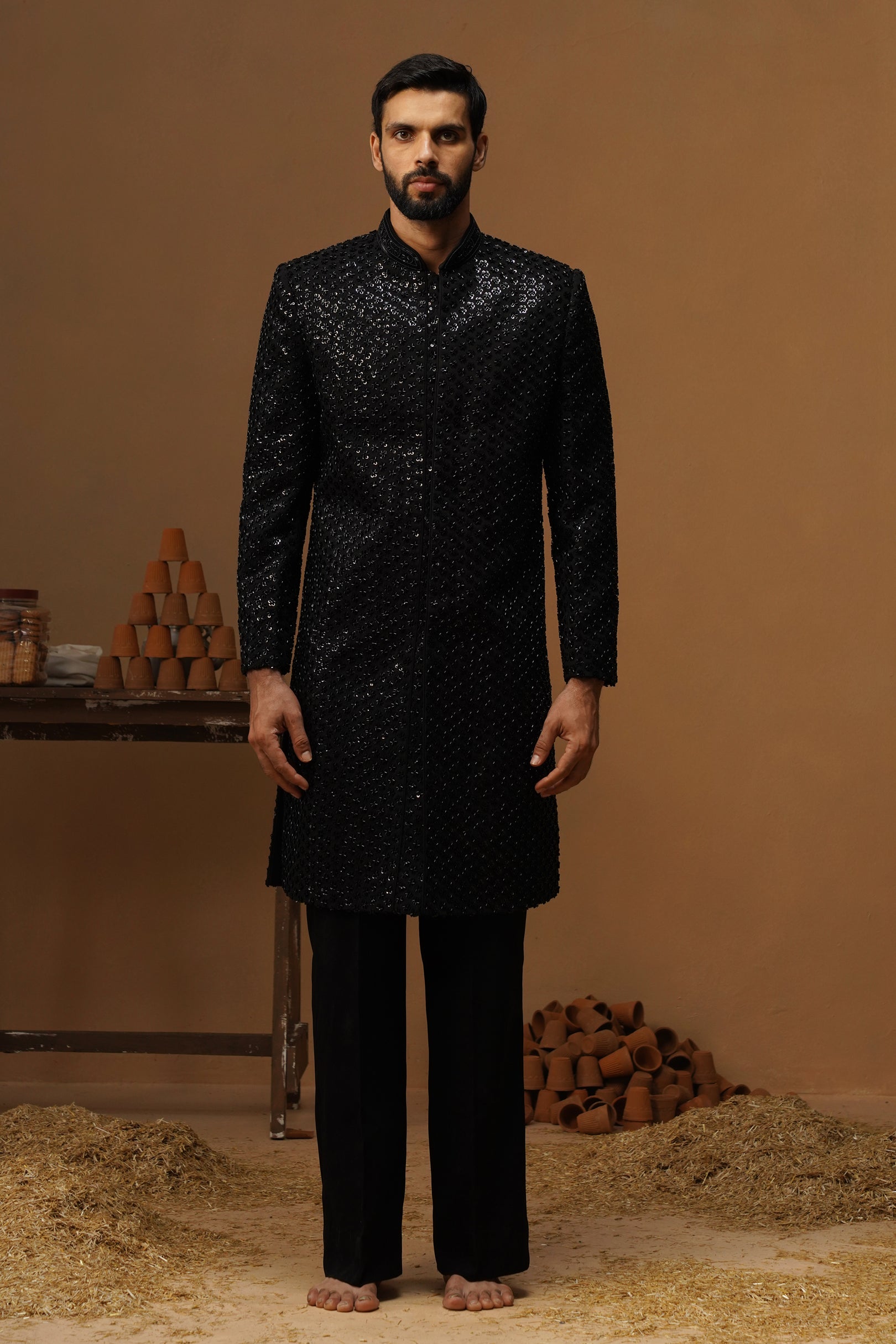 HUMSAFAR BLACK INDO - WESTERN SET