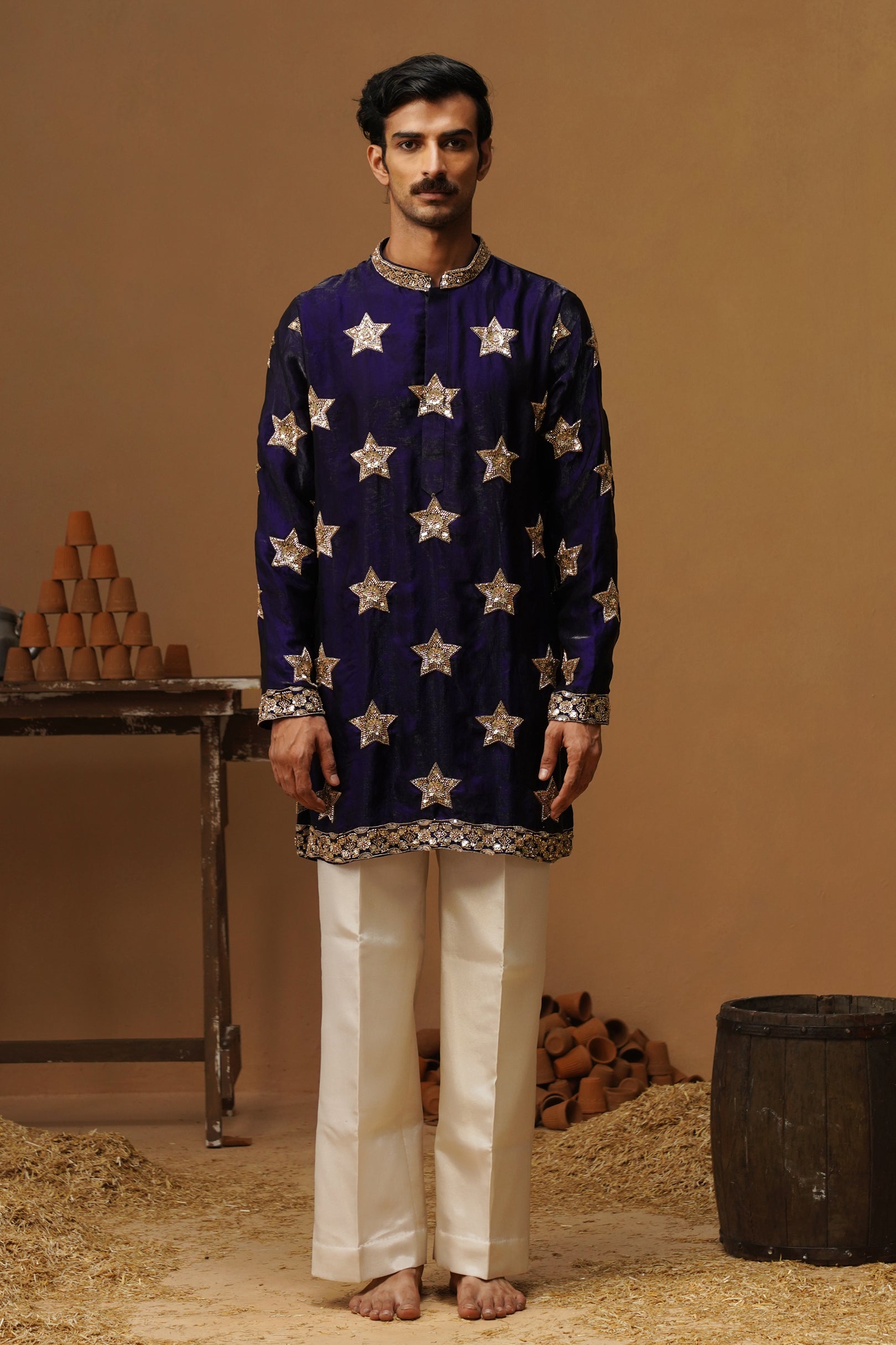 STAR NAVY BLUE  SHORT KURTA  SET