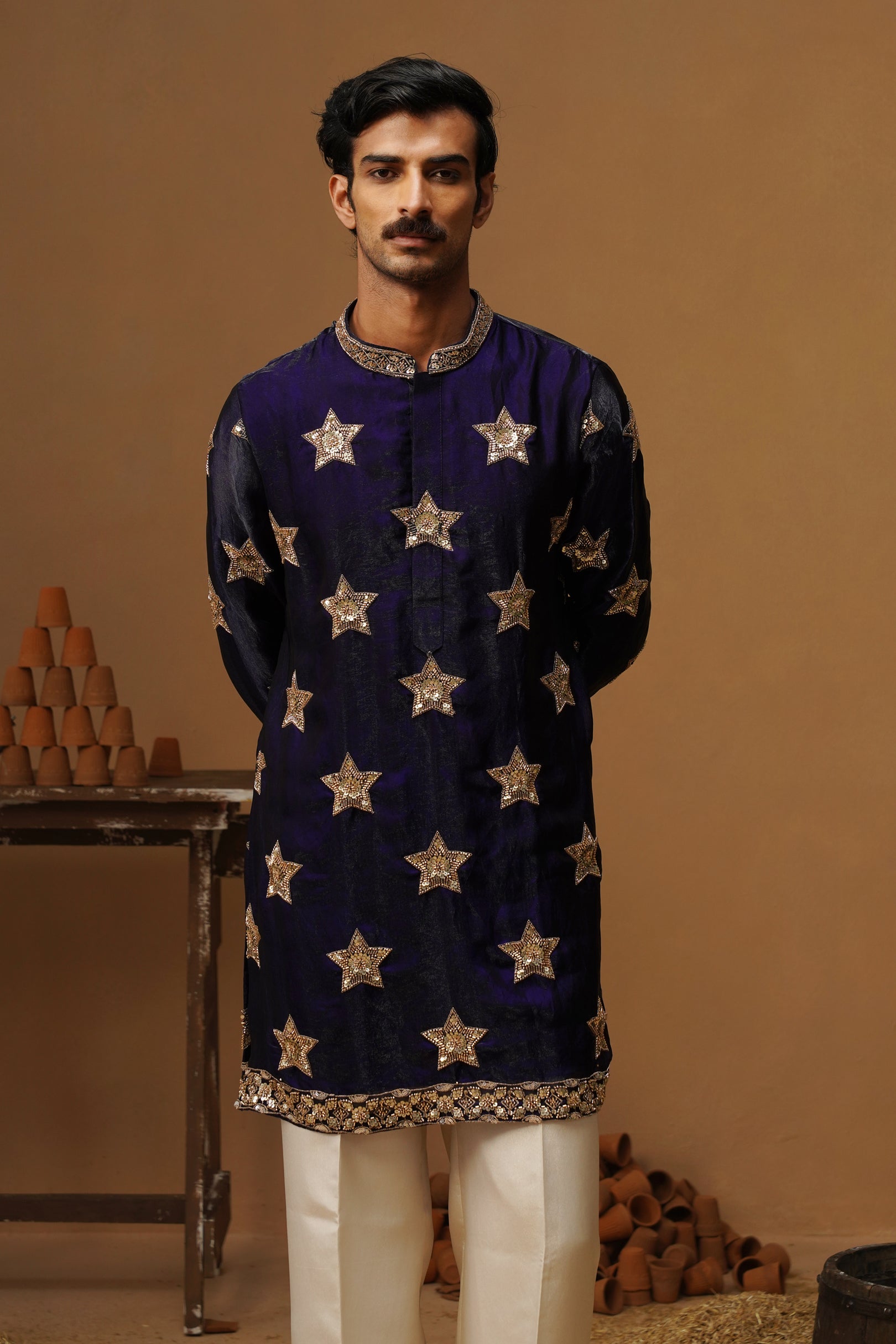 STAR NAVY BLUE  SHORT KURTA  SET