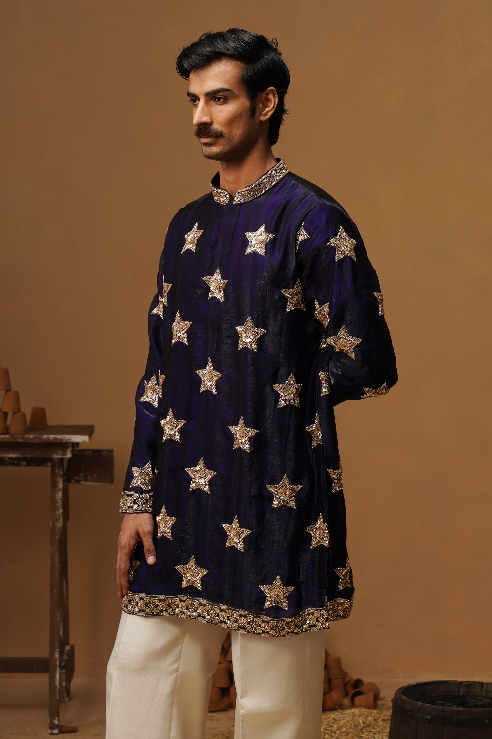 STAR NAVY BLUE  SHORT KURTA  SET