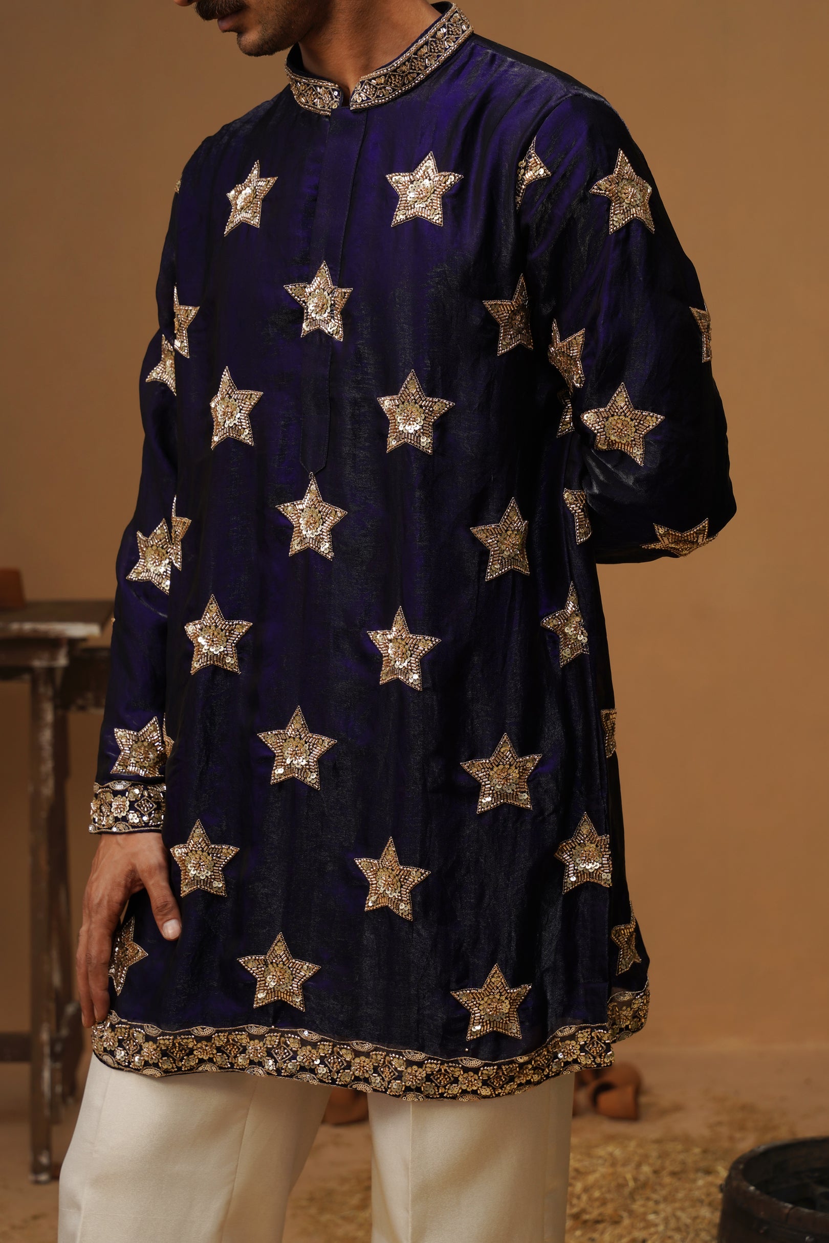 STAR NAVY BLUE  SHORT KURTA  SET
