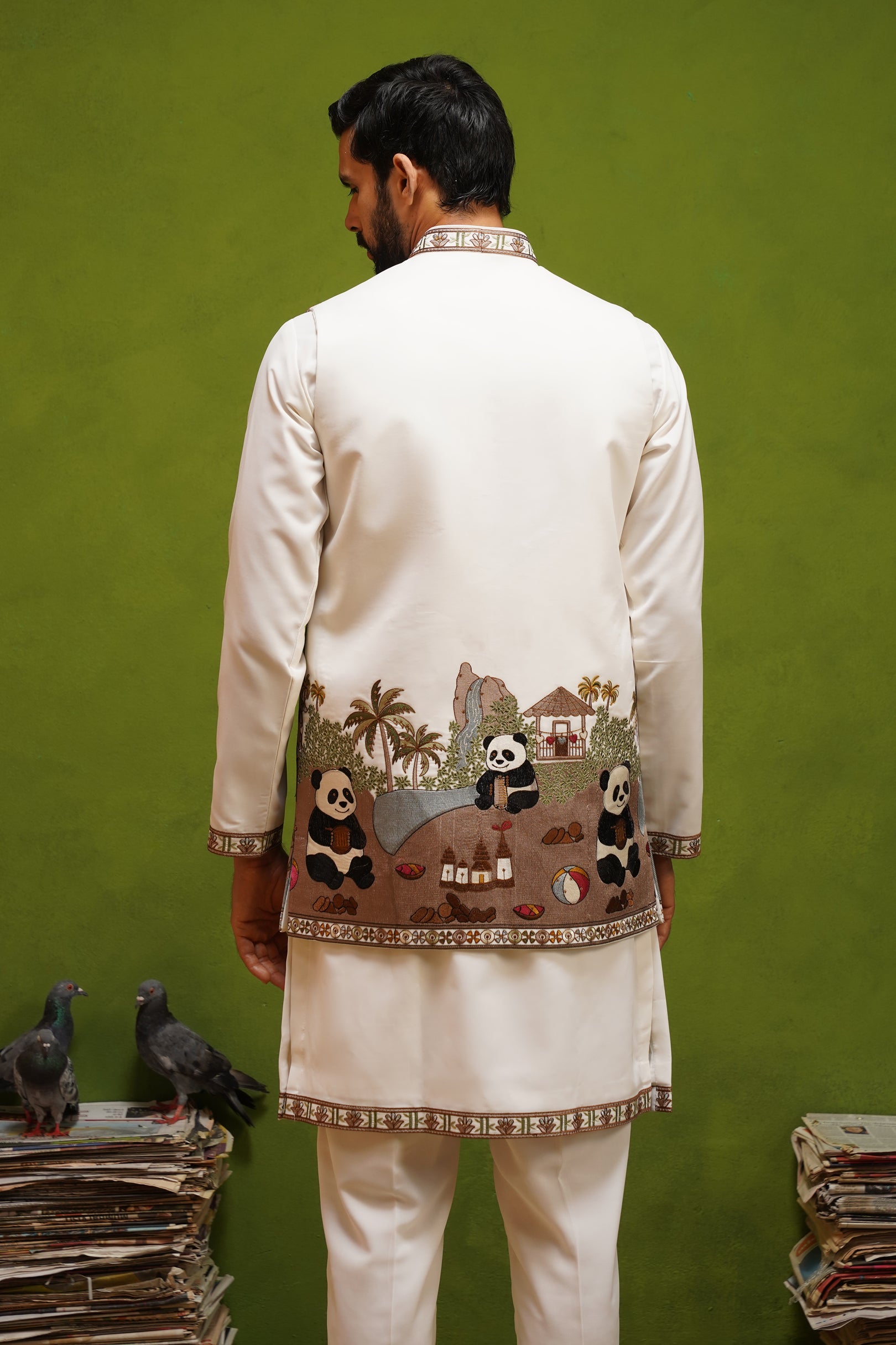 PANDA IVORY KURTA JACKET SET