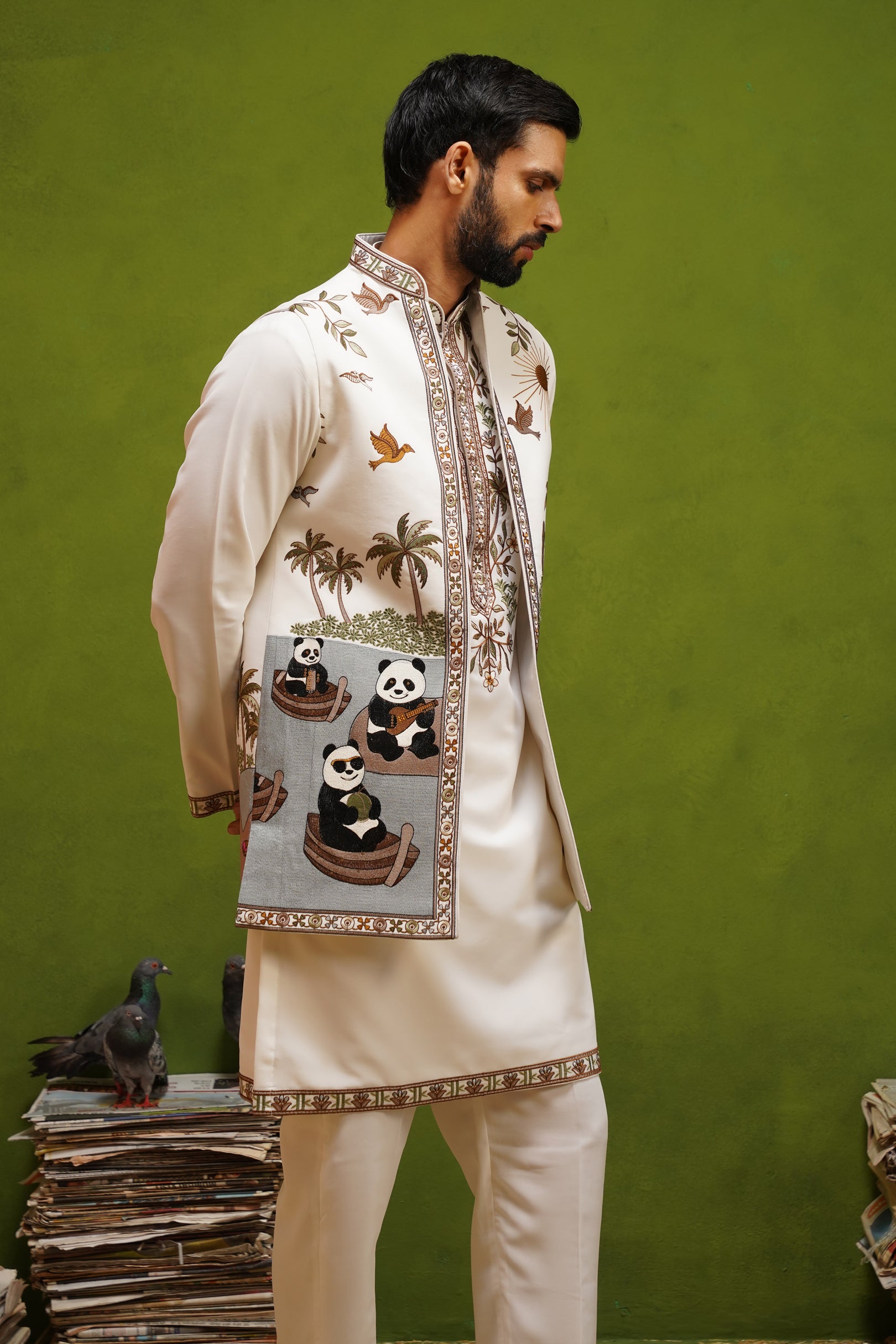 PANDA IVORY KURTA JACKET SET