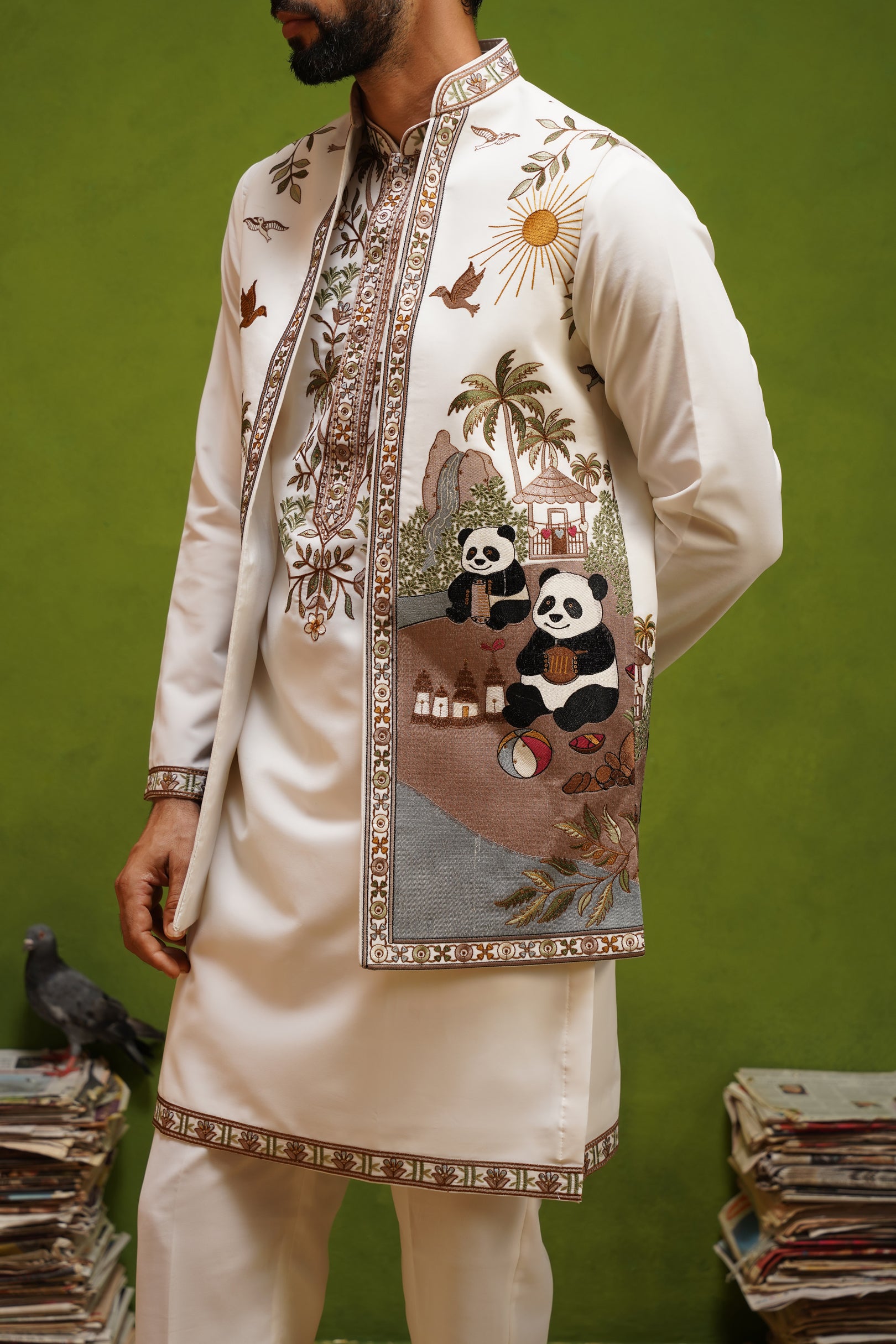 PANDA IVORY KURTA JACKET SET
