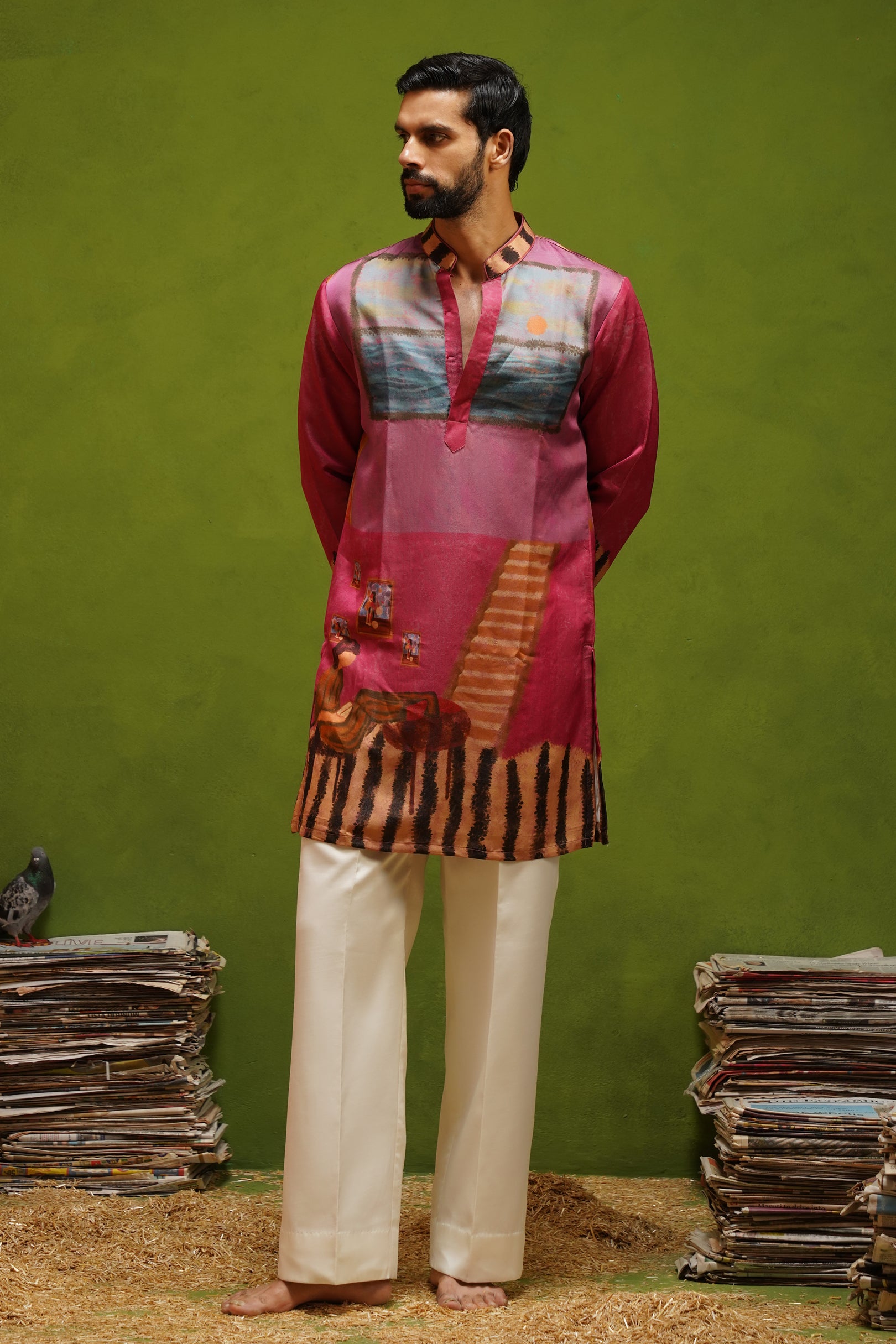 CANVAS MAGENTA SHORT KURTA SET