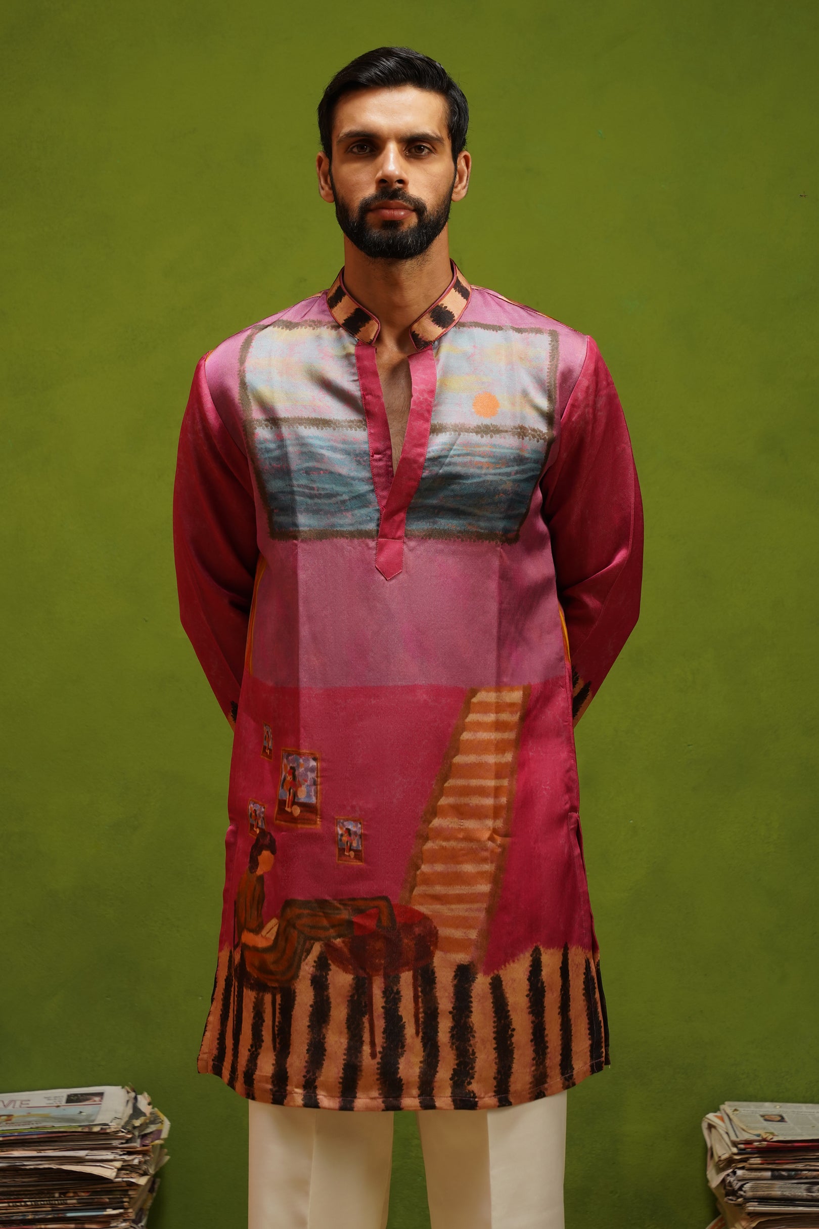 CANVAS MAGENTA SHORT KURTA SET