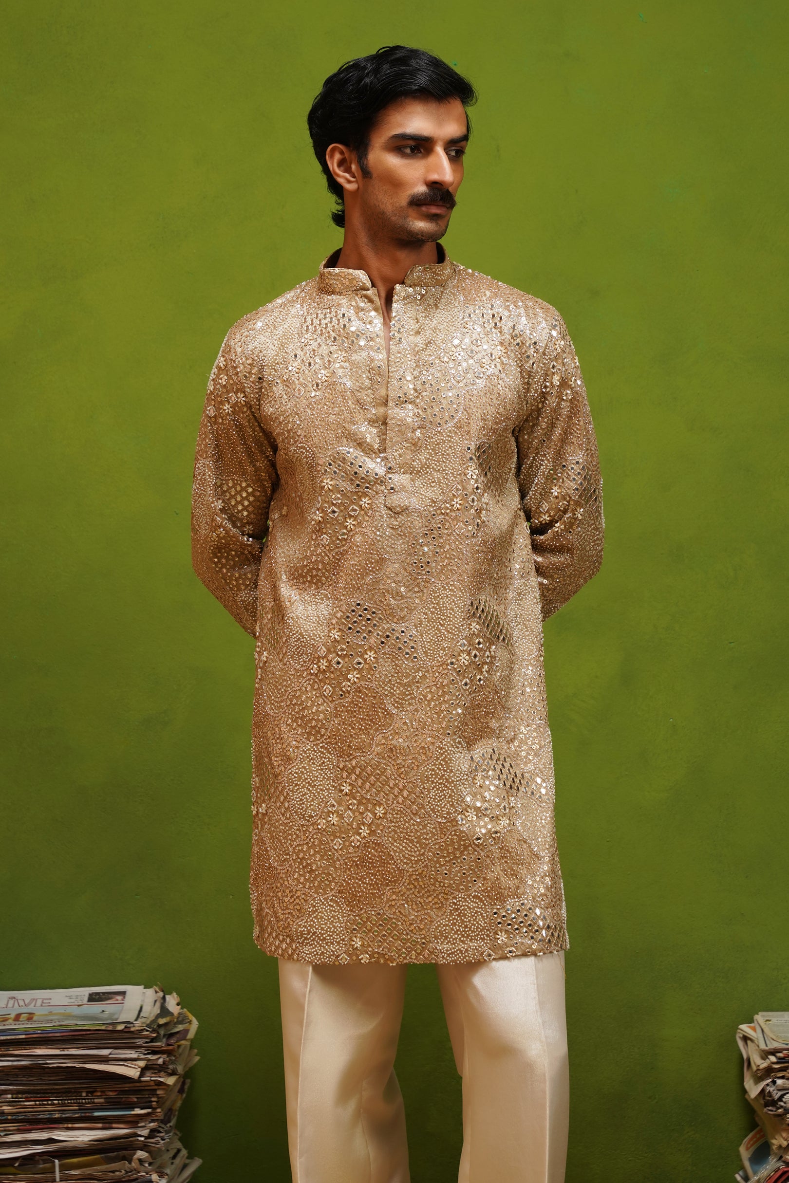 ARJUN BEIGE SHORT KURTA SET