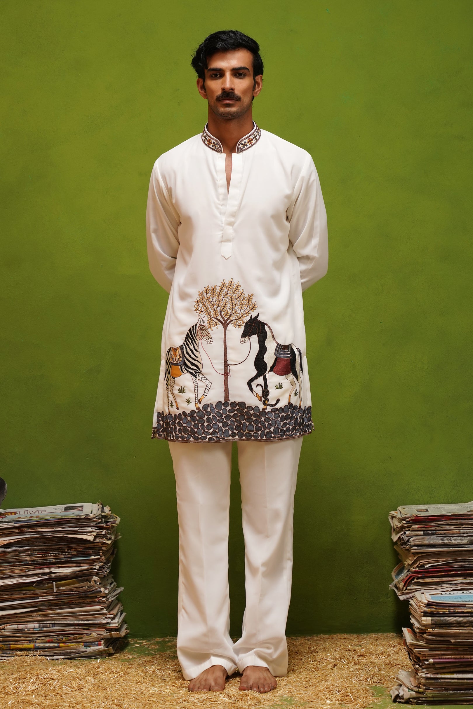 SAATHI IVORY  SHORT KURTA SET