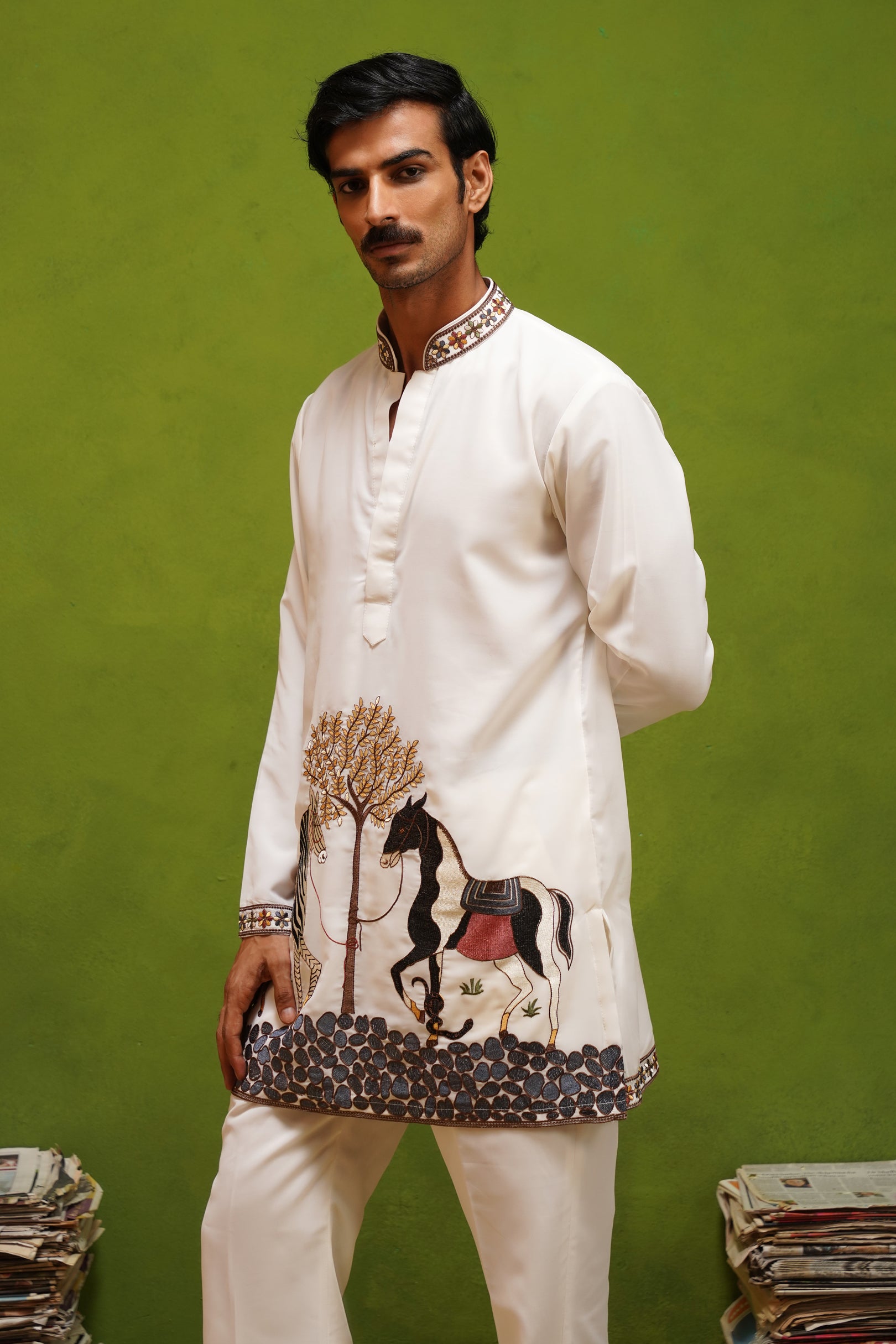 SAATHI IVORY  SHORT KURTA SET