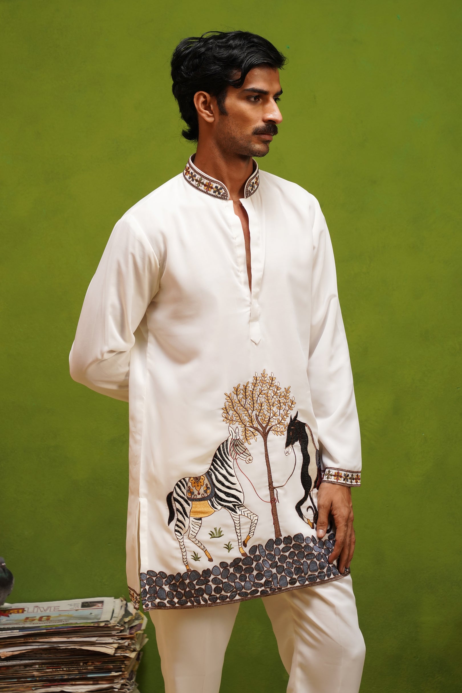 SAATHI IVORY  SHORT KURTA SET