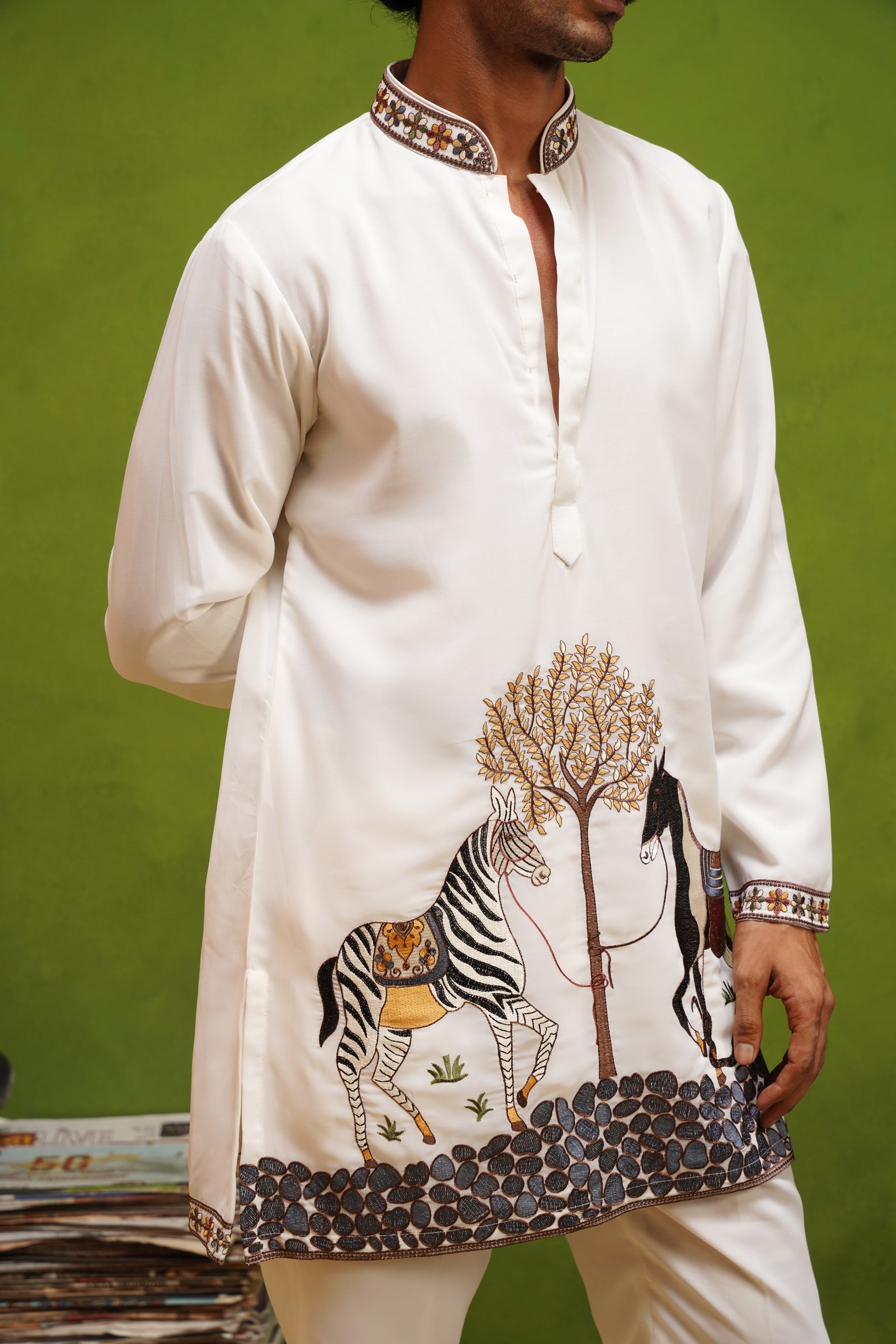 SAATHI IVORY  SHORT KURTA SET