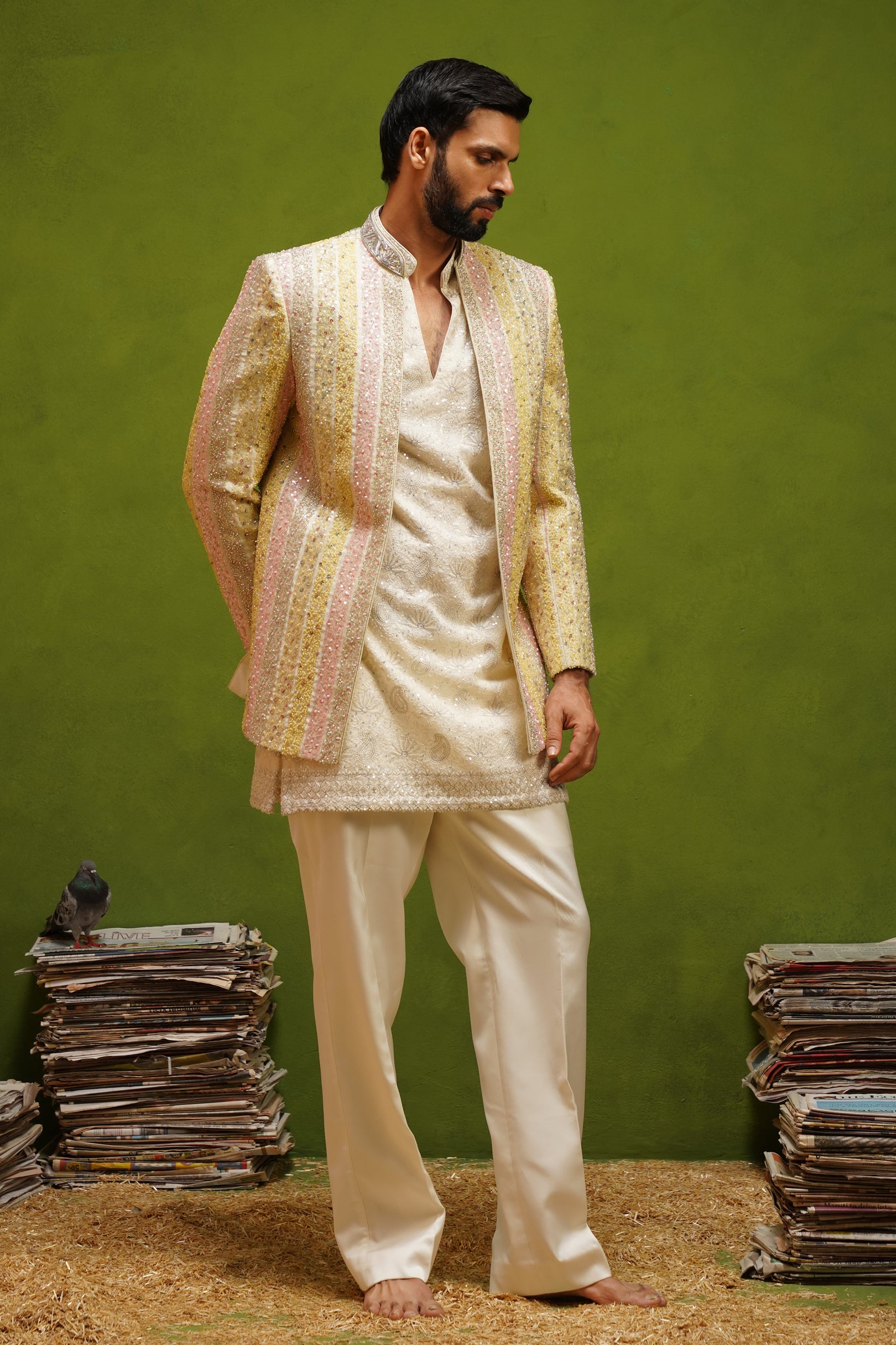 AAFREEN MULTI JODHPURI SET WITH V NECK KURTA