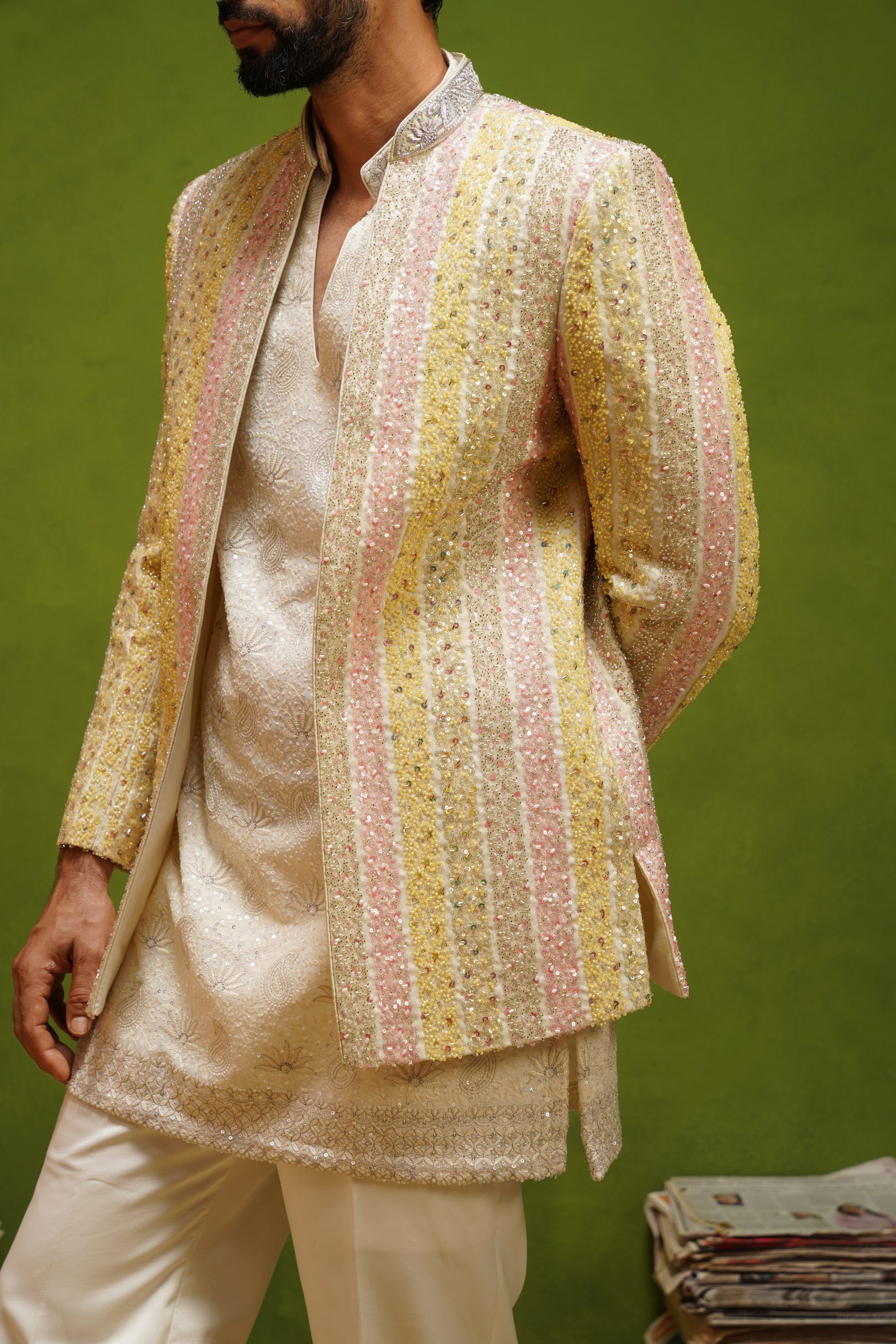 AAFREEN MULTI JODHPURI SET WITH V NECK KURTA