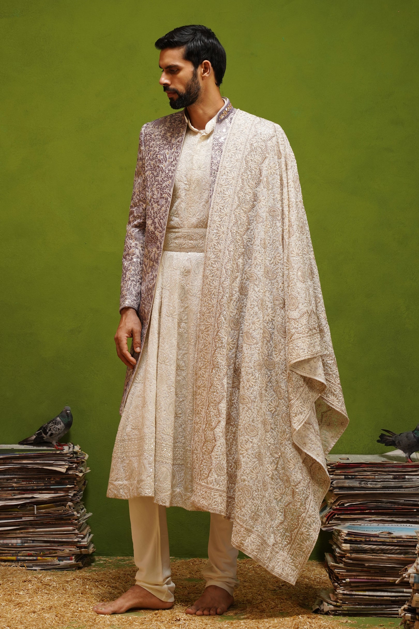 MEHRAN LAVENDER SHERWANI SET