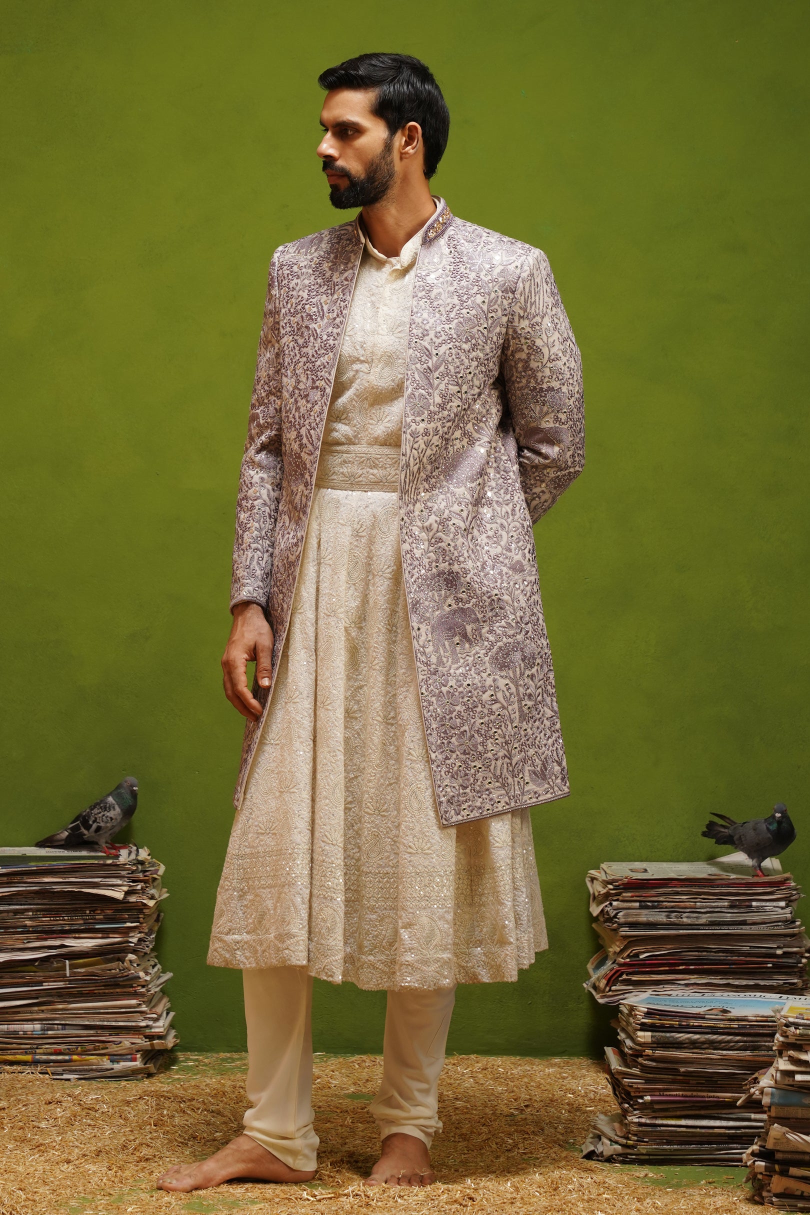 MEHRAN LAVENDER SHERWANI SET