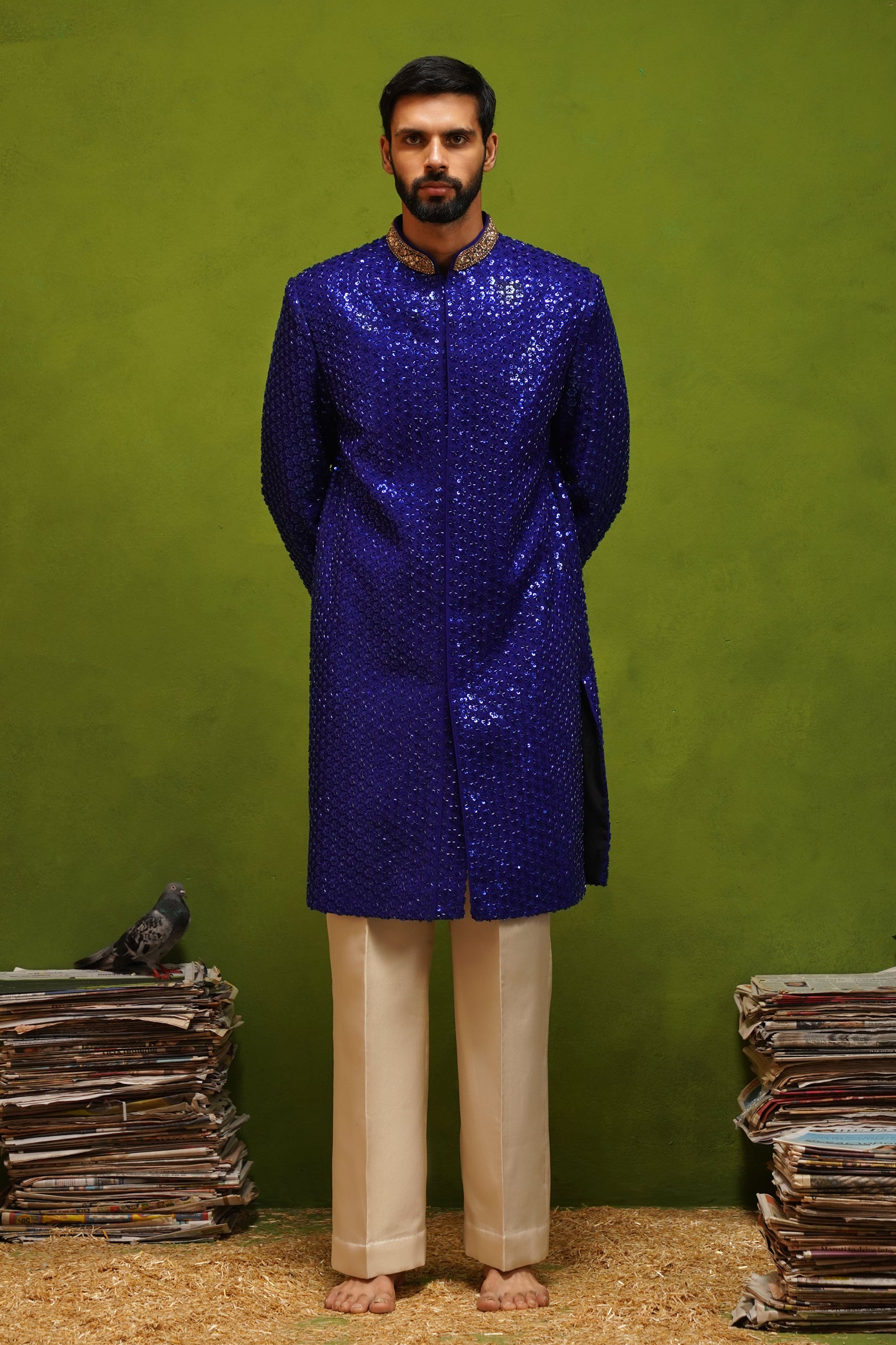 HUMSAFAR ROYAL BLUE INDO - WESTERN  SET