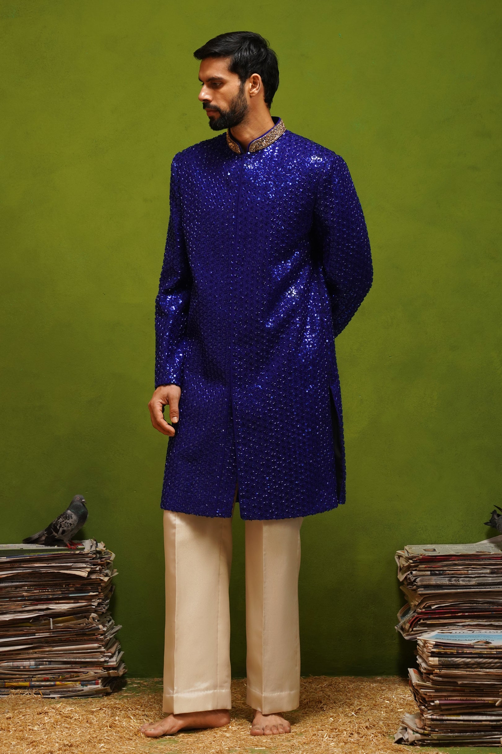 HUMSAFAR ROYAL BLUE INDO - WESTERN  SET