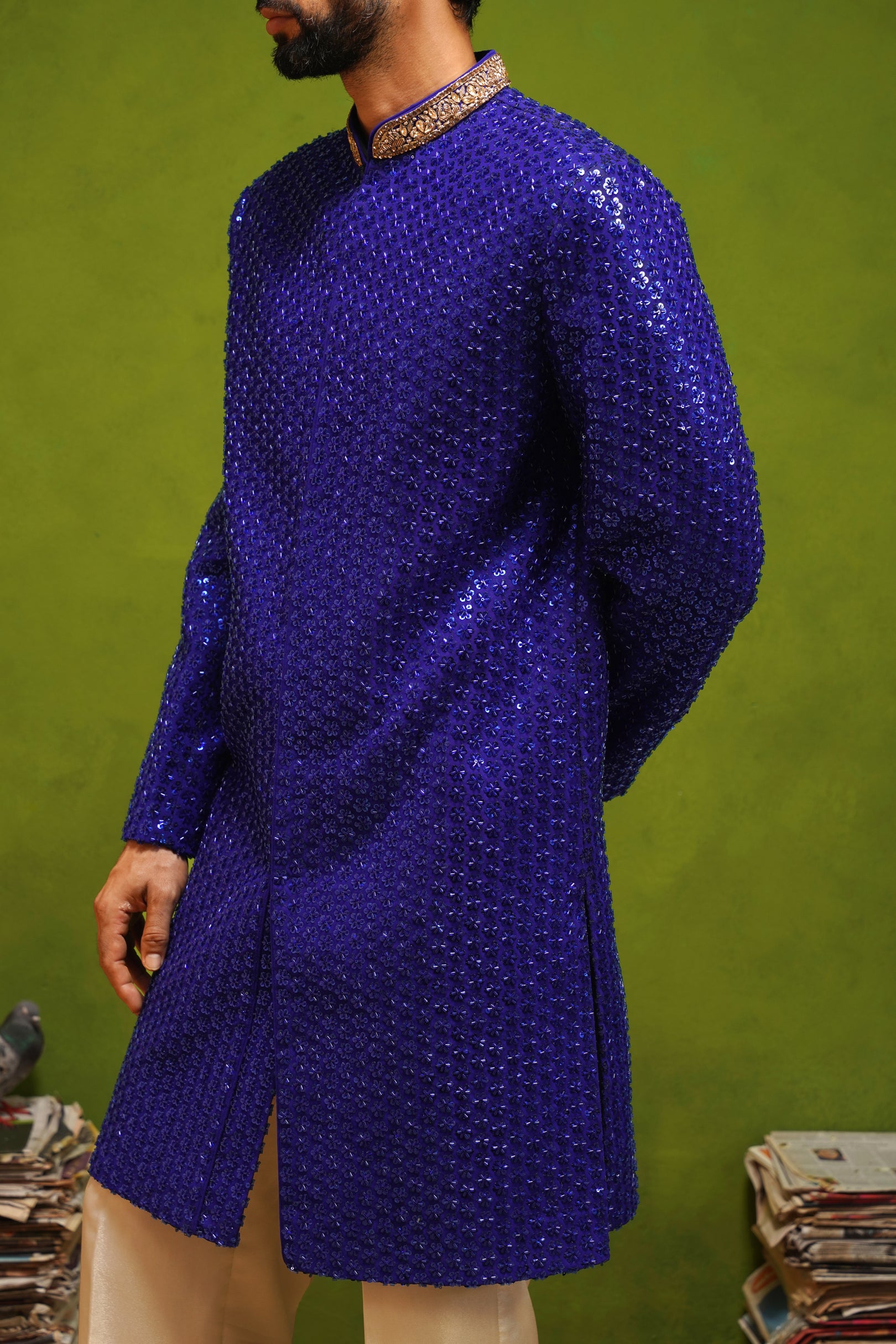 HUMSAFAR ROYAL BLUE INDO - WESTERN  SET