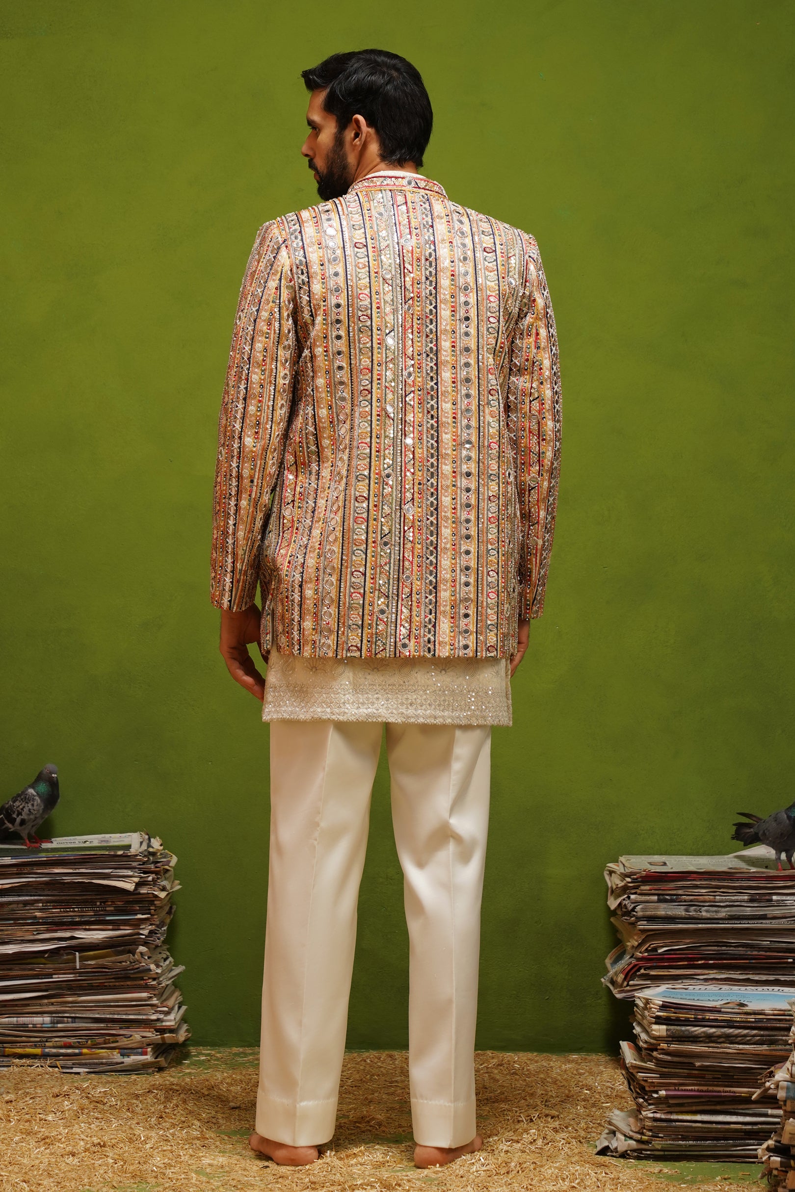SAFAR MULTI JODHPURI SET WITH V NECK KURTA