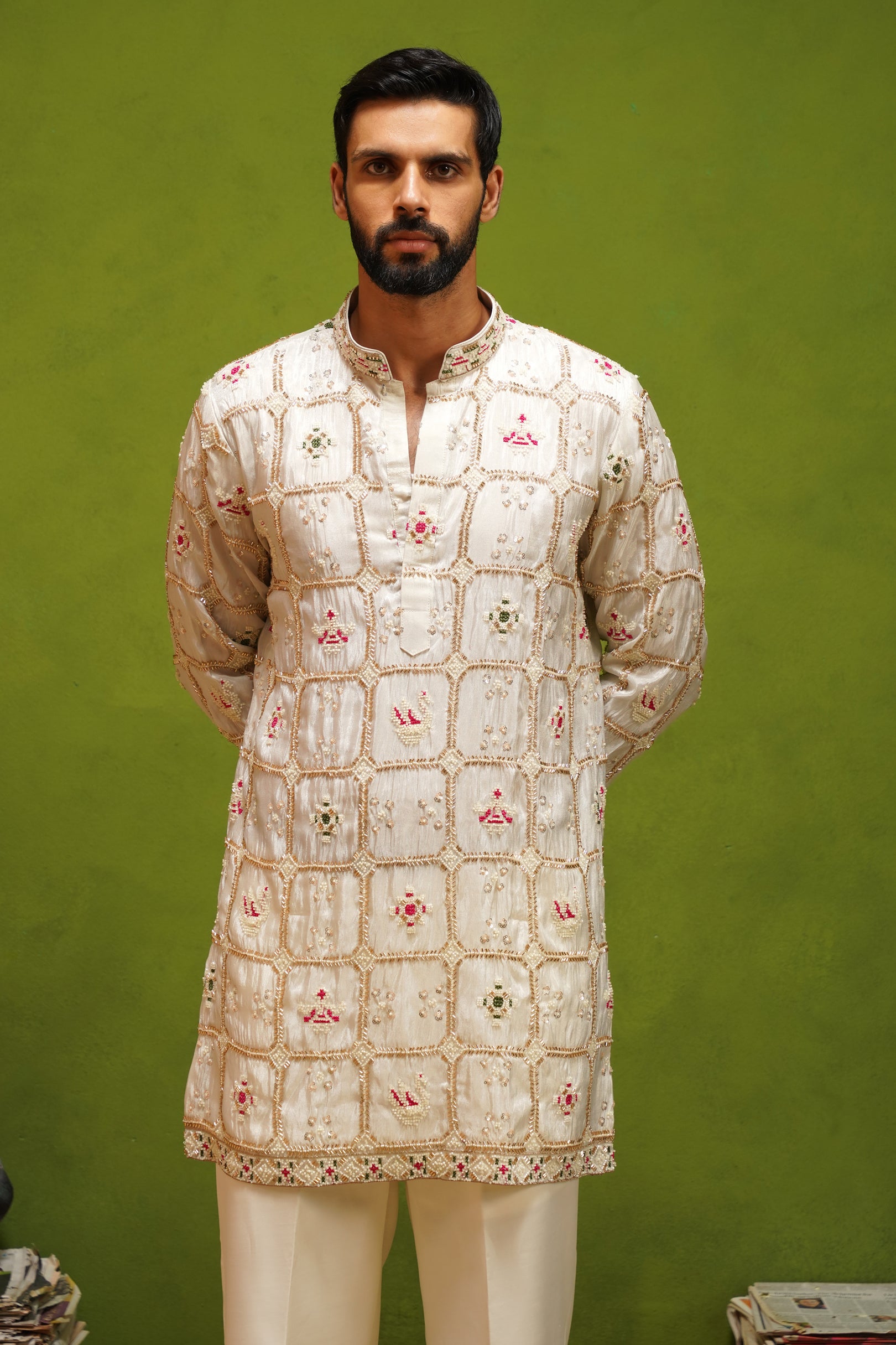 PATOLA IVORY  SHORT KURTA SET