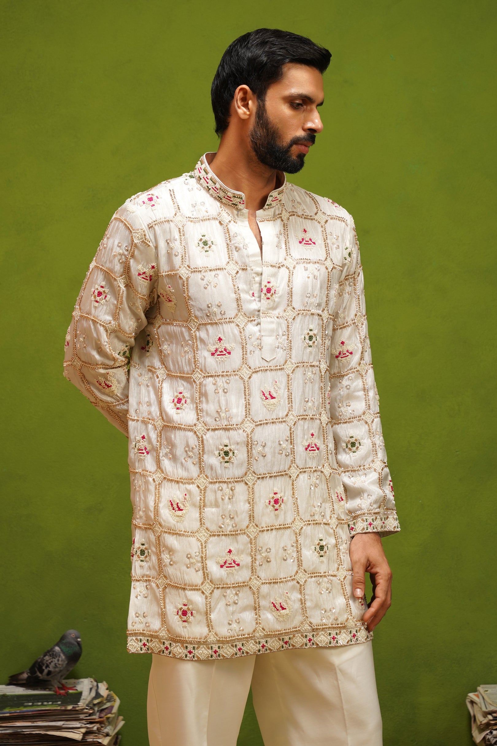 PATOLA IVORY  SHORT KURTA SET