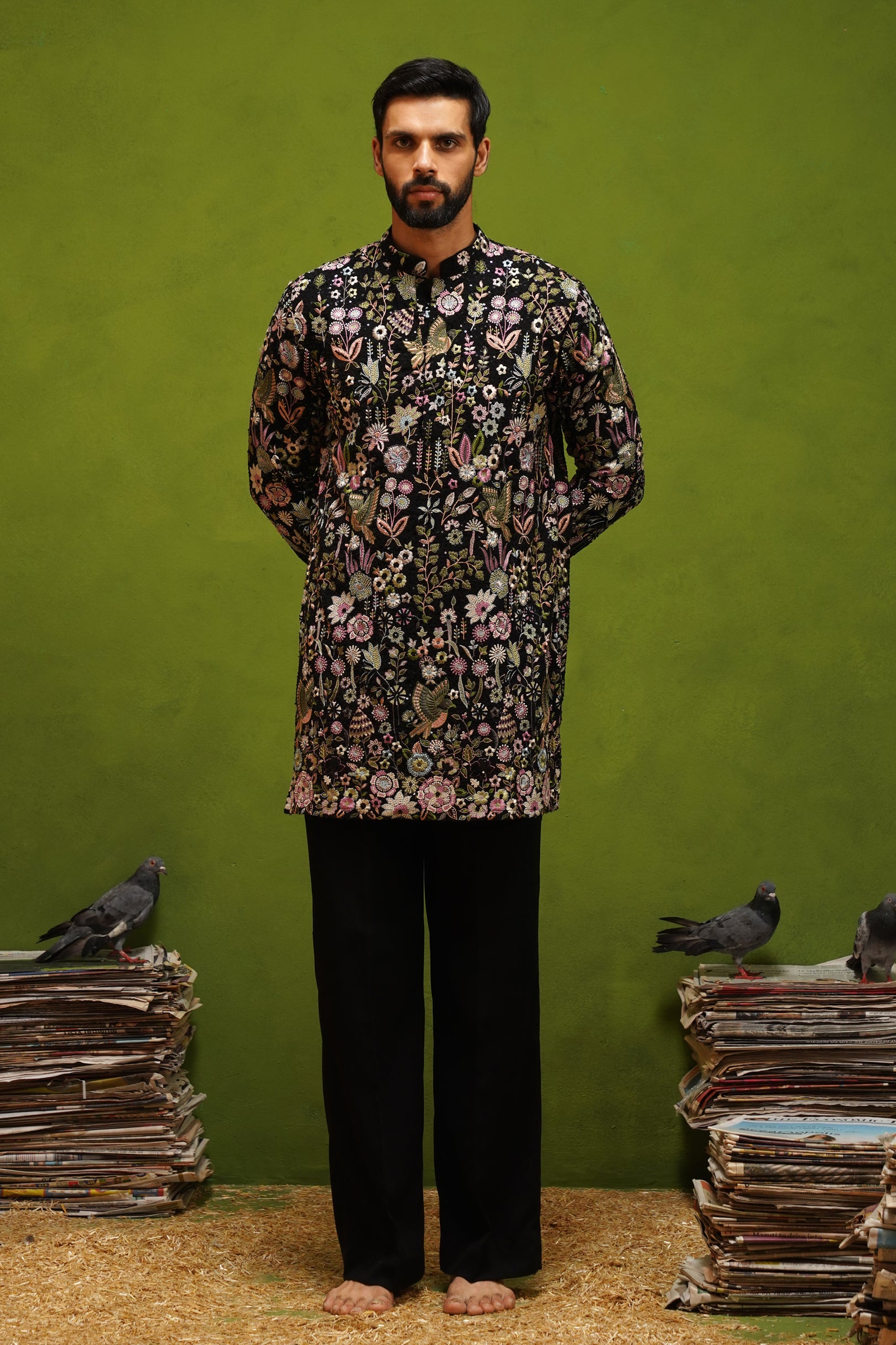 ROOH BLACK SHORT KURTA SET